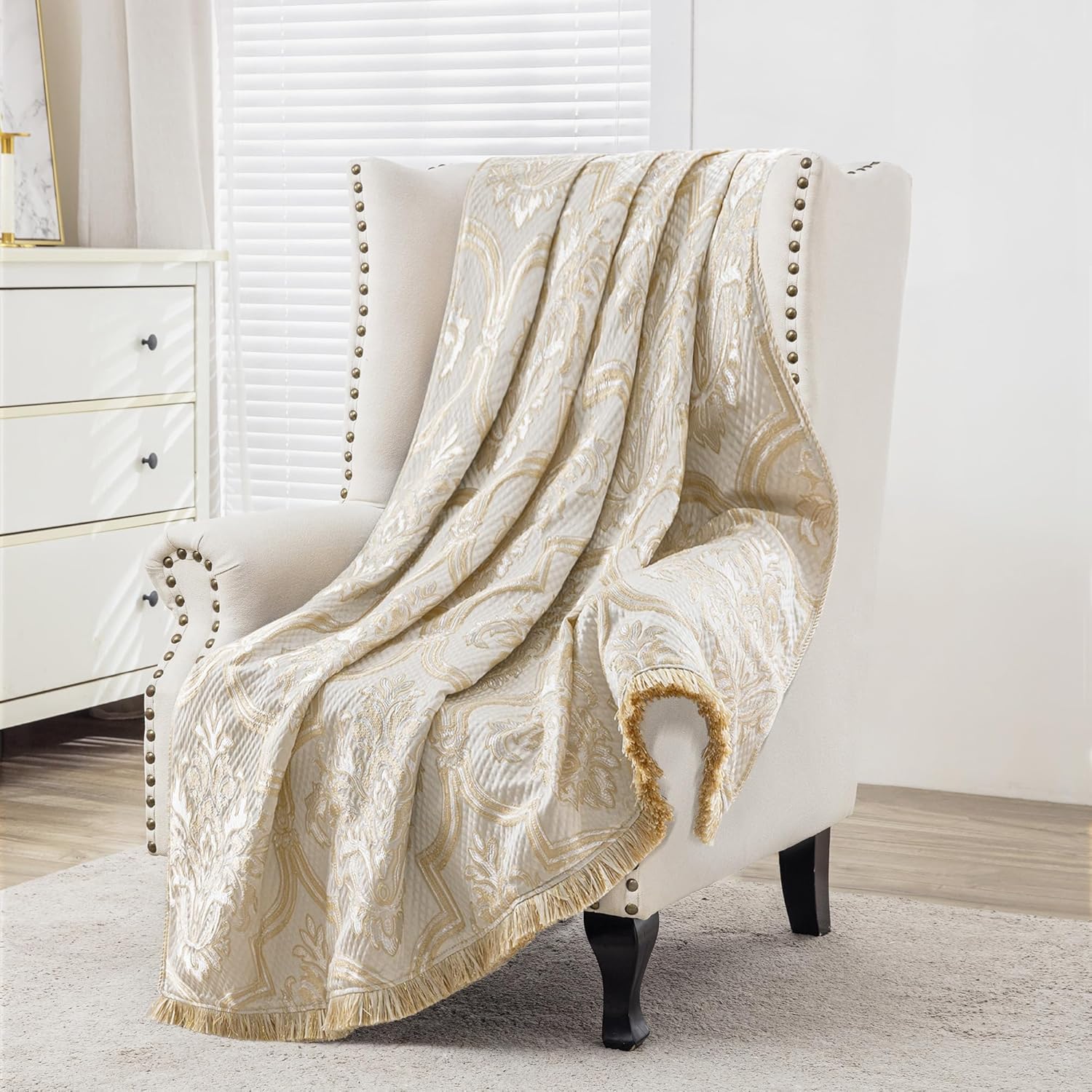Velvet Luxe Beige Throw Pillow — Beige Gold