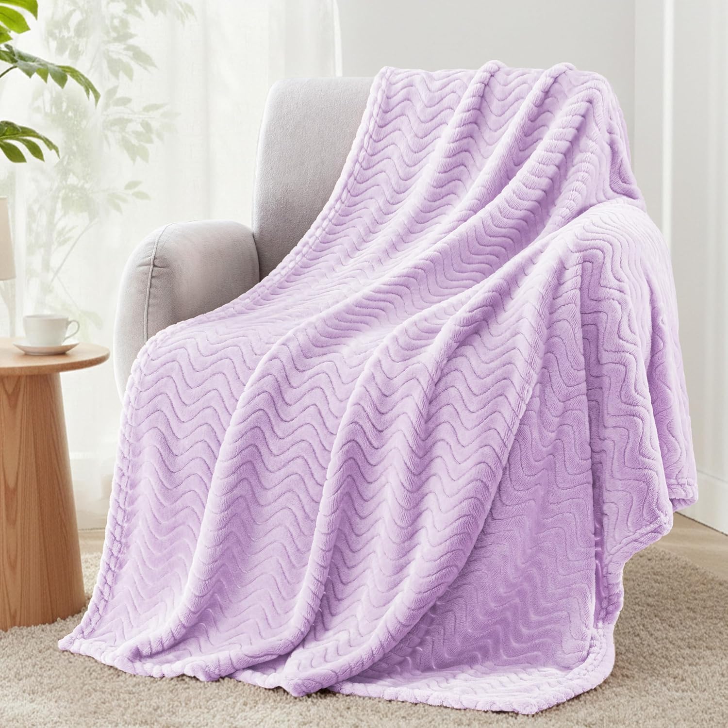 Black Throw Pillow — 70" — Lilac Purple