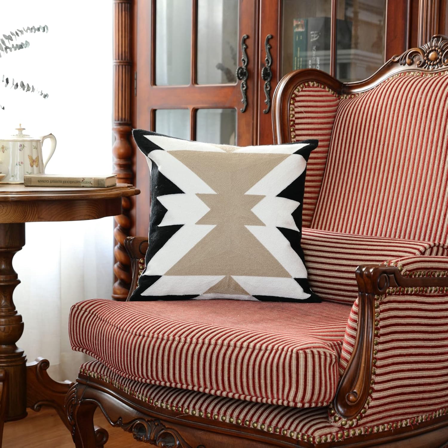 Boho Fabric Throw Pillow Cover — 18" - View 3