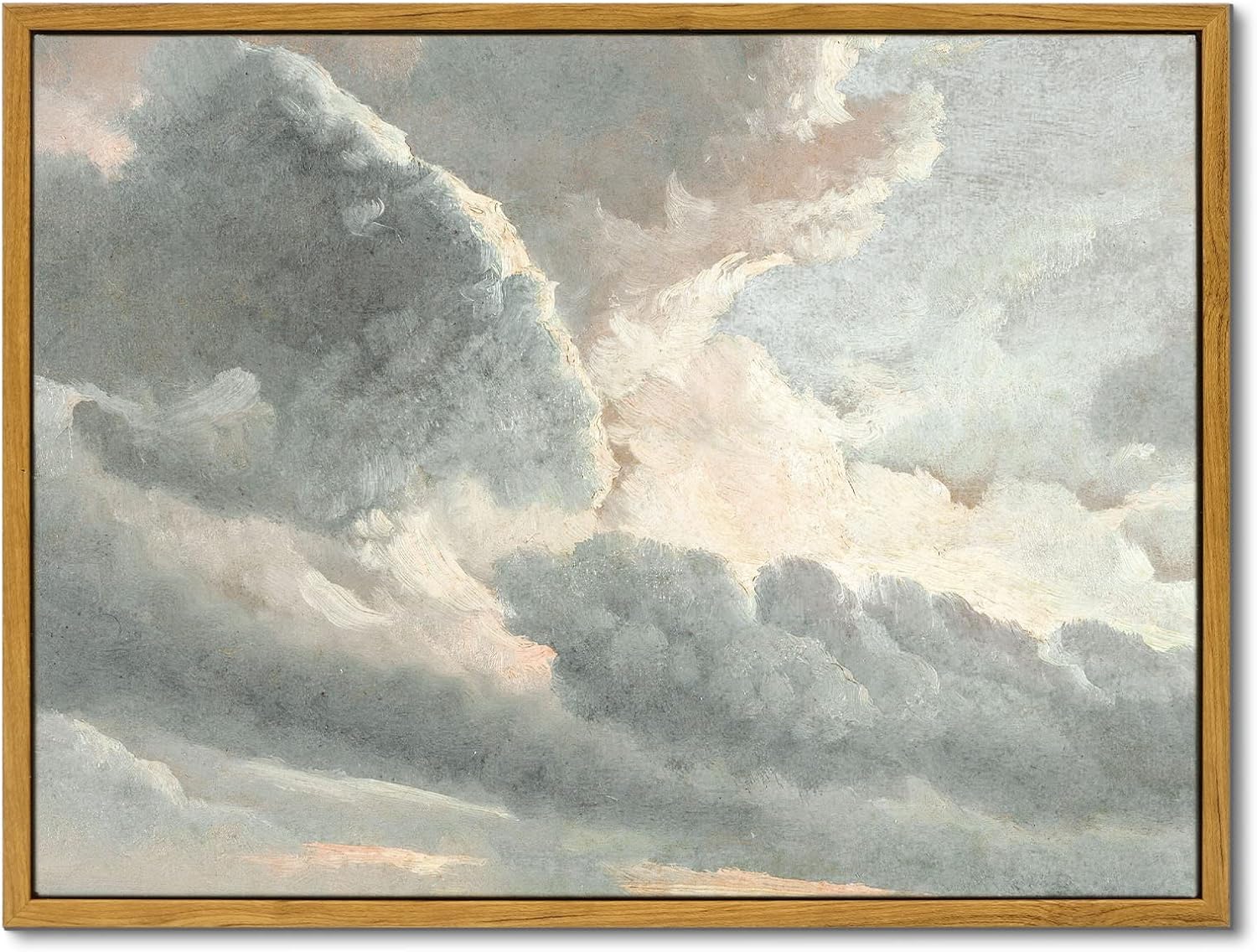 Framed Farmhouse Beige Canvas Wall Art — 10" — Clouds with a Sunset