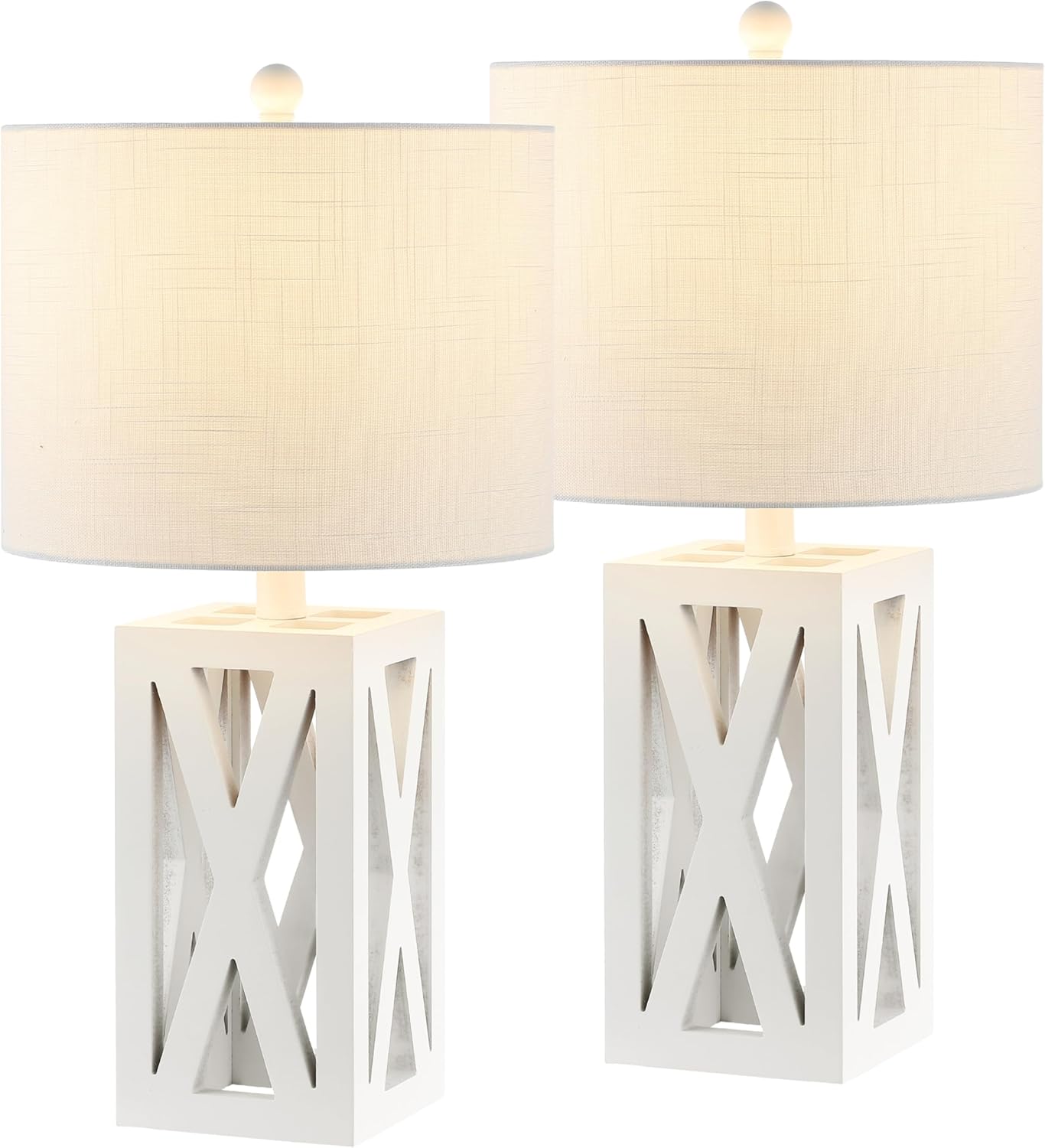 Linen Farmhouse Black Desk Lamp — 21.5" — Set of 2