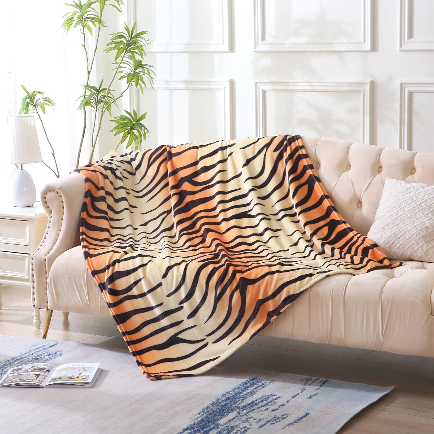 Oversized Beige Throw Pillow — 90" — Tiger