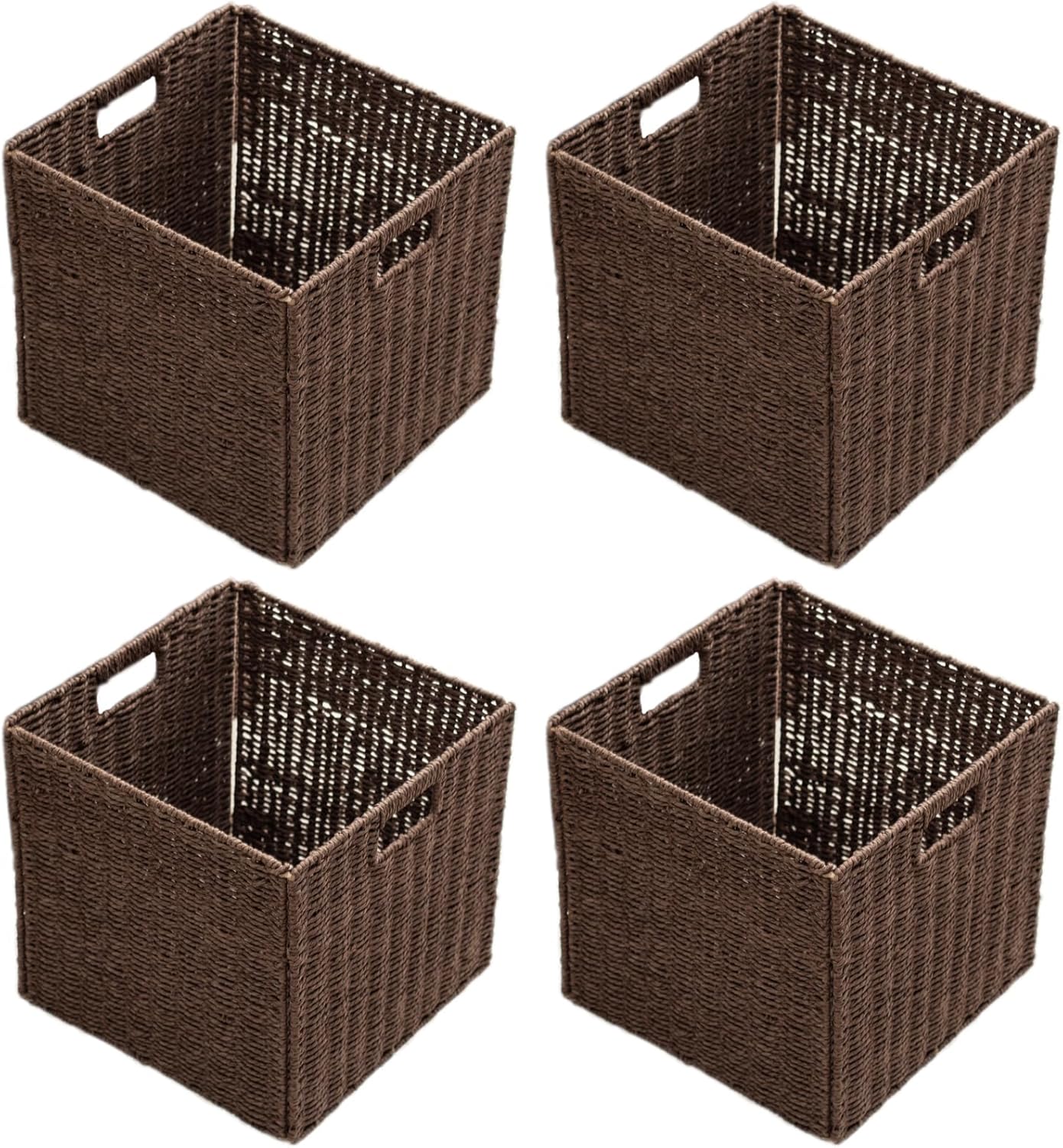 Handwoven Boho Beige Storage Basket — 13" — Brown