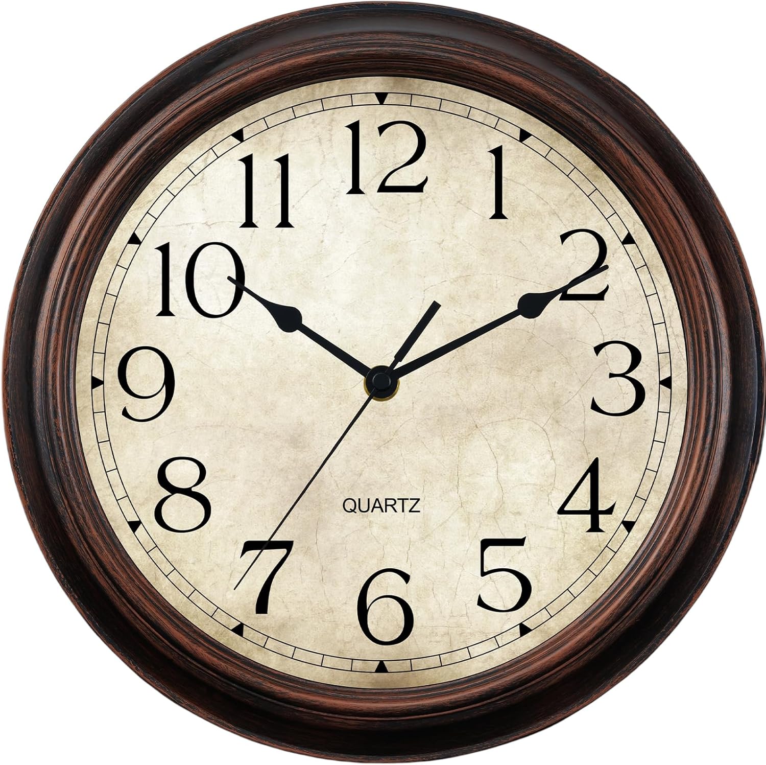Battery Operated Farmhouse Gold Wall Clock — 12" — C_light Bronze