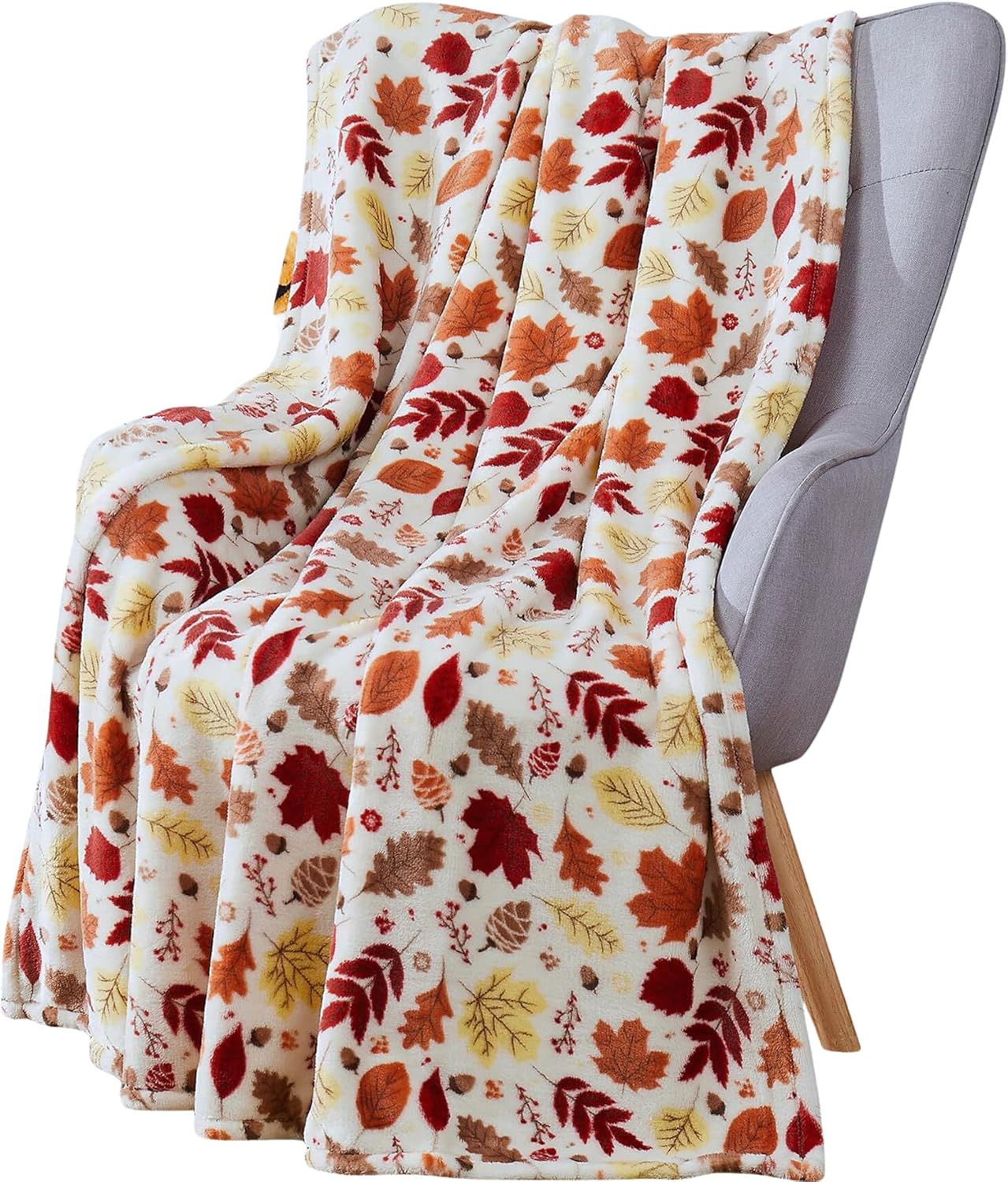 Oversized Brown Throw Pillow — 50" — Colorful Leaves