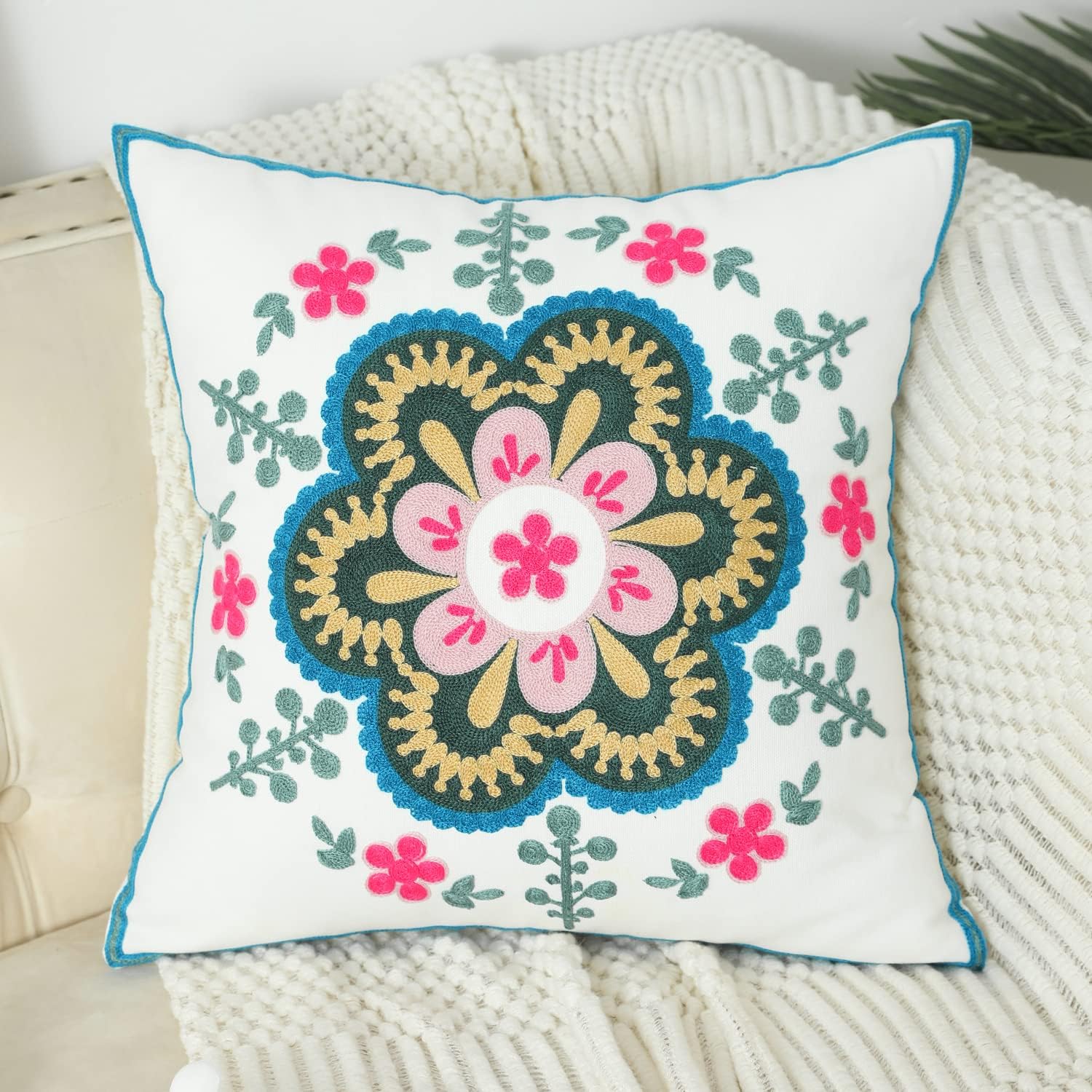 Boho Black Throw Pillow Cover — 18" - View 2