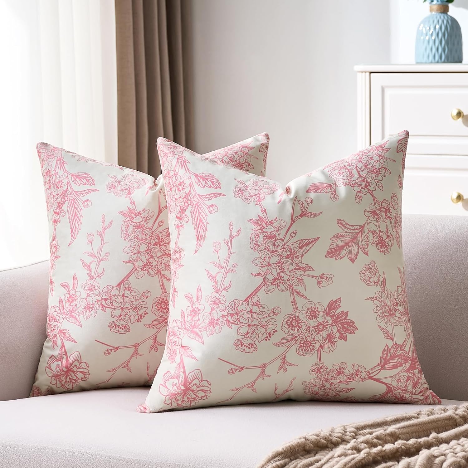 Velvet Boho Black Throw Pillow — 20" — Pink