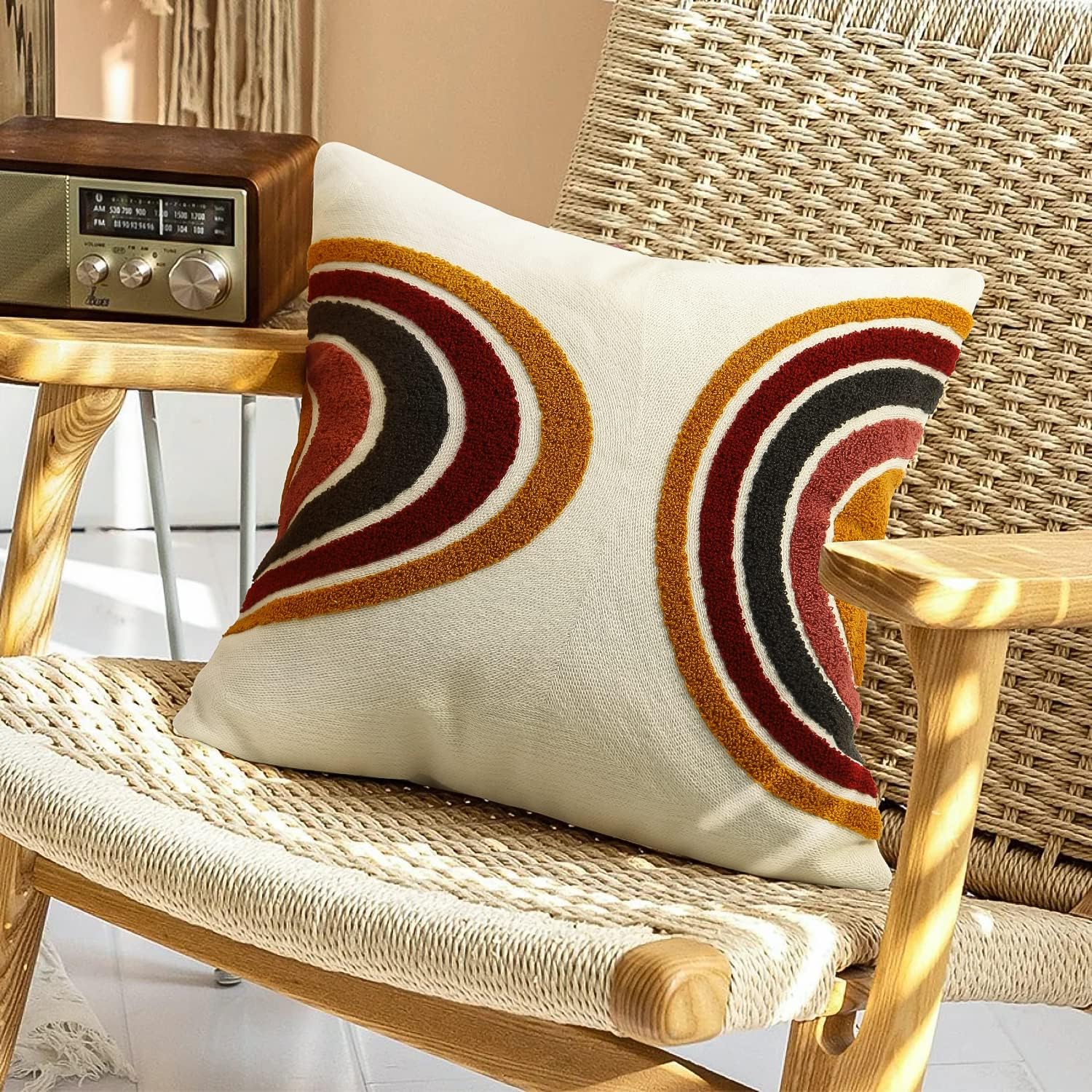 Boho Fabric Pillow Cover — 18" — Sun