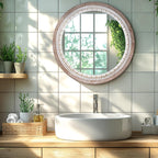 Boho Wood Round Mirror — 24" - View 2