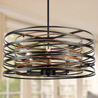 Round Farmhouse Black Chandelier — 6-Light