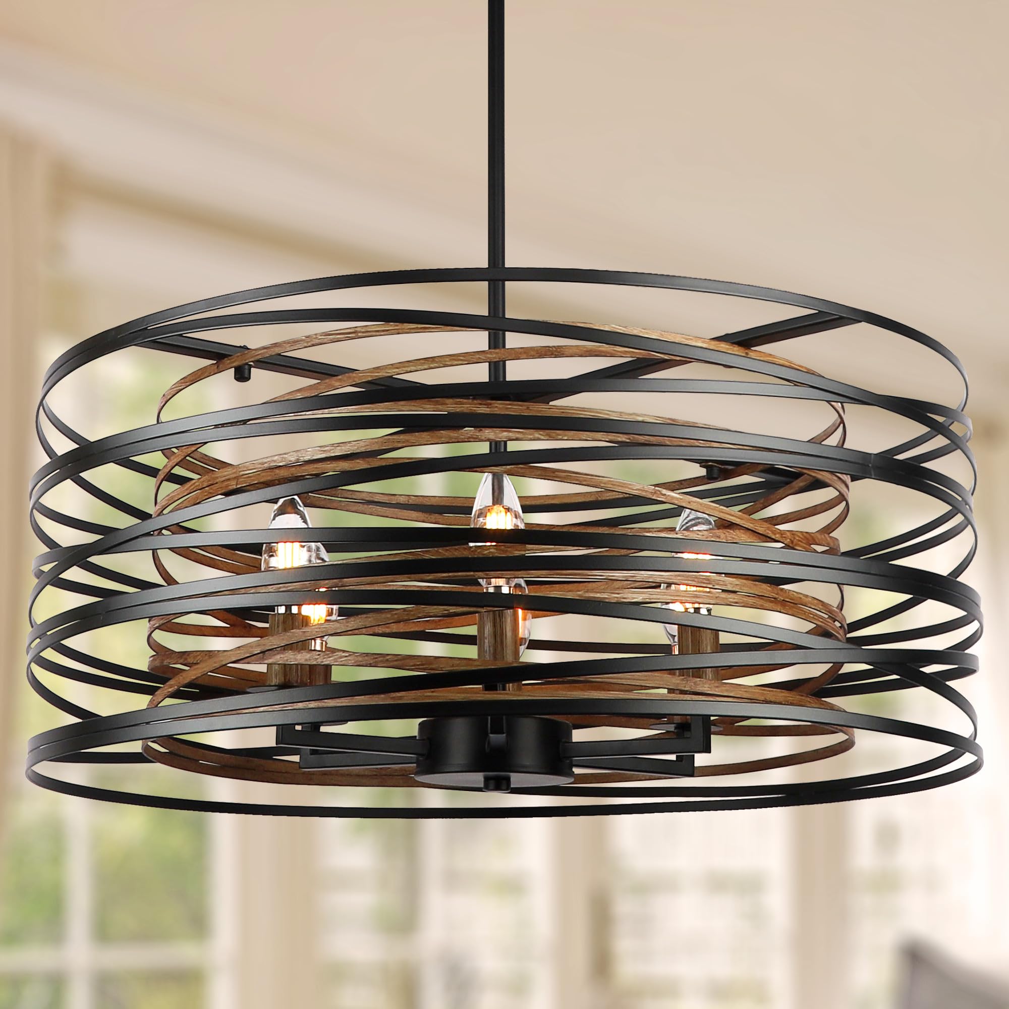 Round Farmhouse Black Chandelier — 6-Light