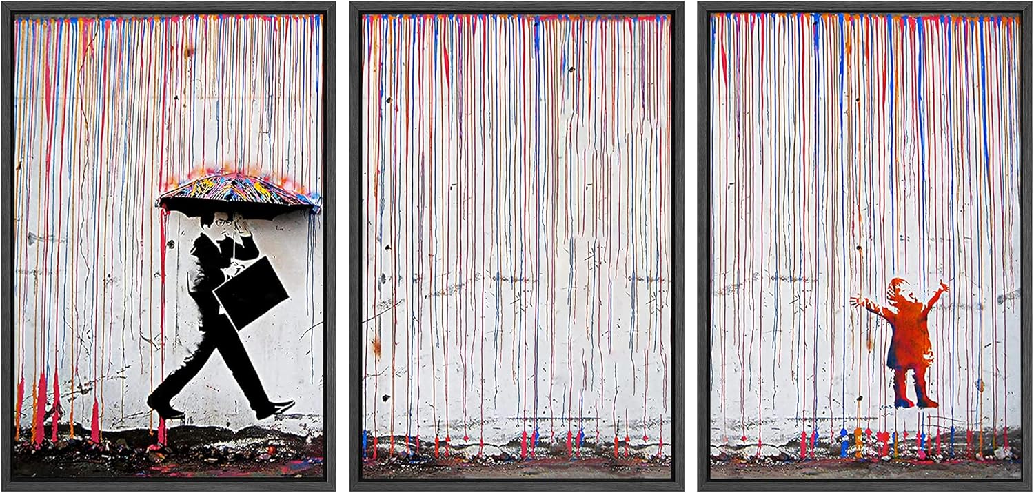 Framed Modern Fabric Wall Art — 24" — 16"x24"x3 Panels Black