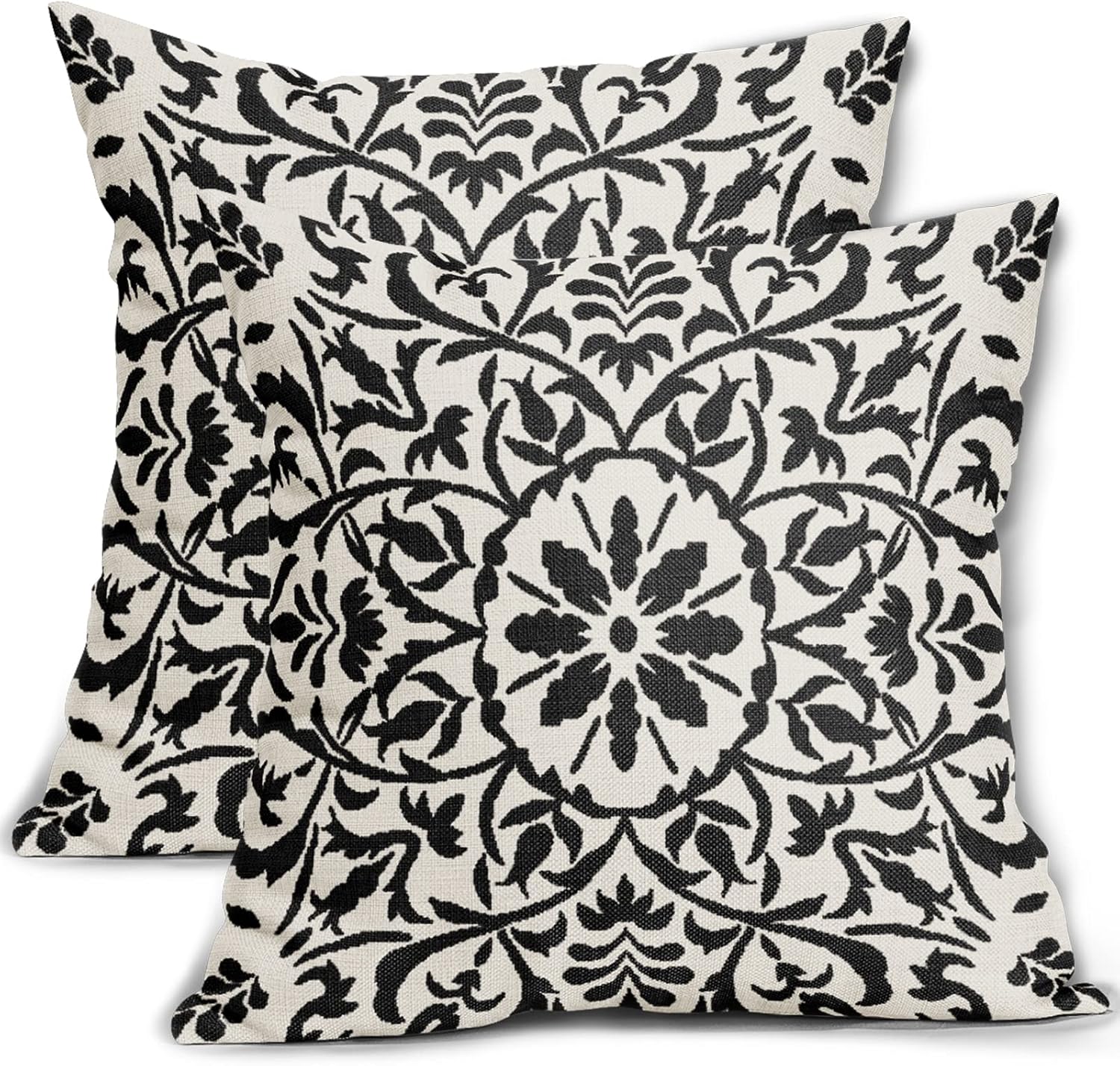Linen Boho Black Pillow Cover — 18" — 20" x 20" (Pack of 2)