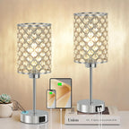 Dimmable Luxe Black Bedside Lamp — 14.75" — Silver-2