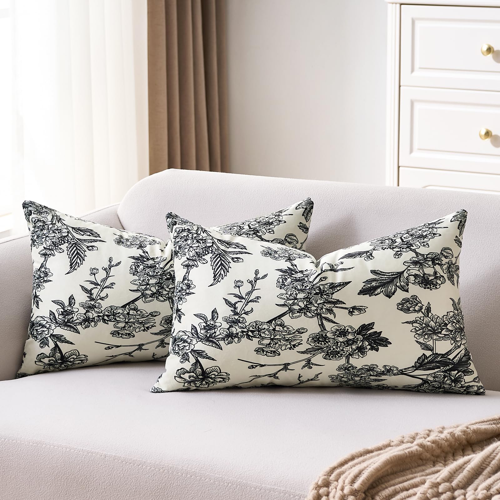 Velvet Boho Black Throw Pillow — 20"