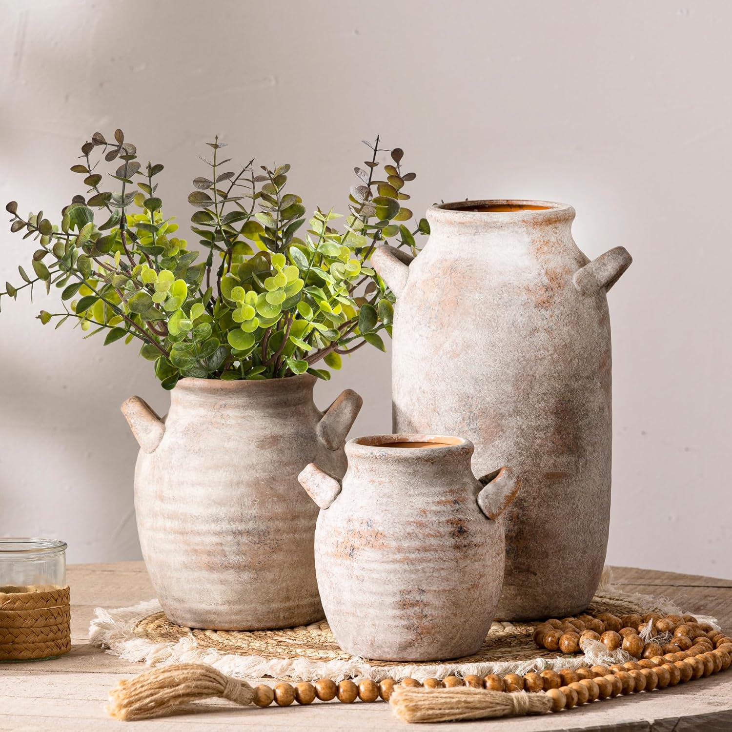 Vintage Farmhouse Brown Flower Vase — 6" - View 5