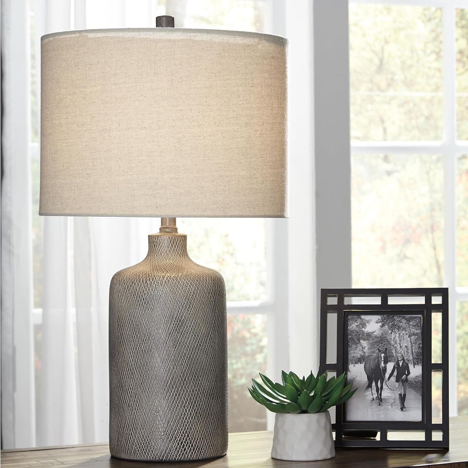 Antique Modern Beige Table Lamp — 25" - View 2