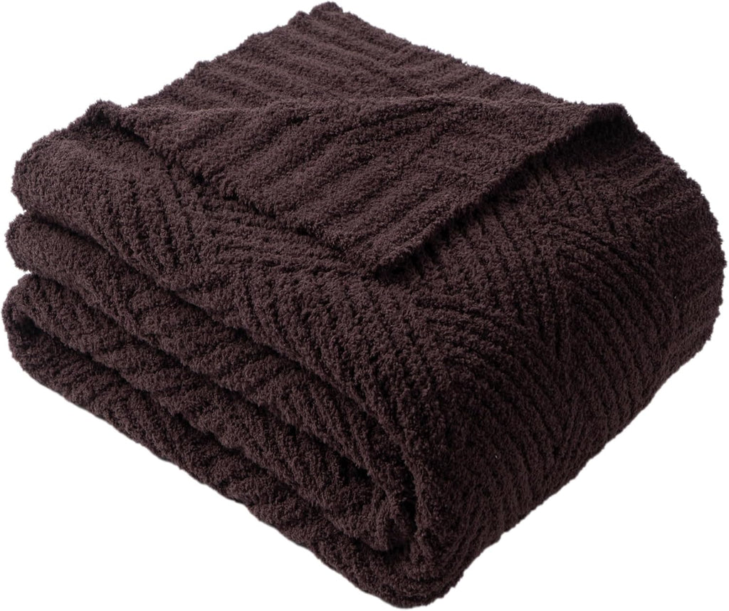 Knit Beige Throw Pillow — 50" — Brown