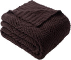 Knit Beige Throw Pillow — 50" — Brown