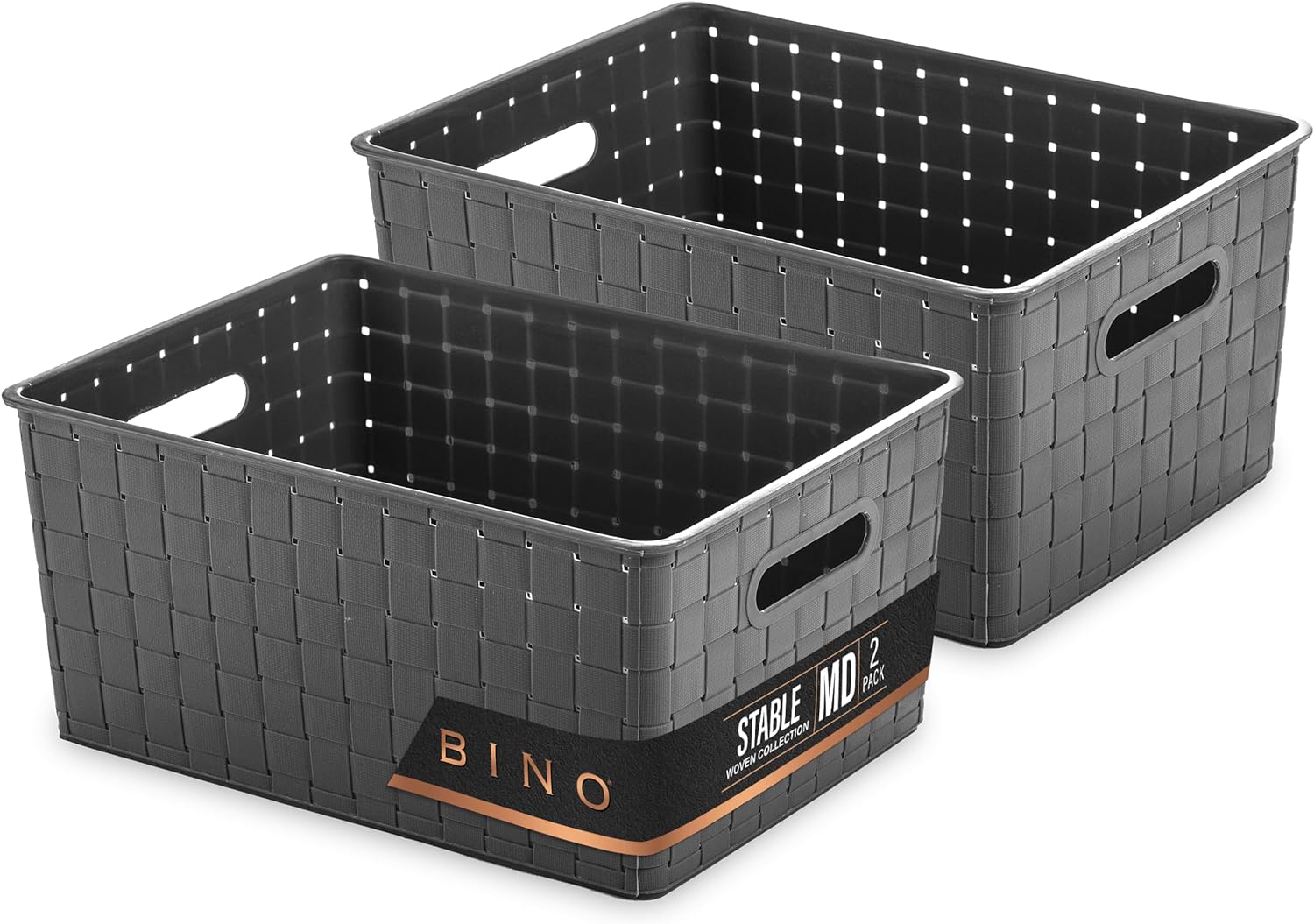 Rectangular Black Storage Basket — 2PK Medium