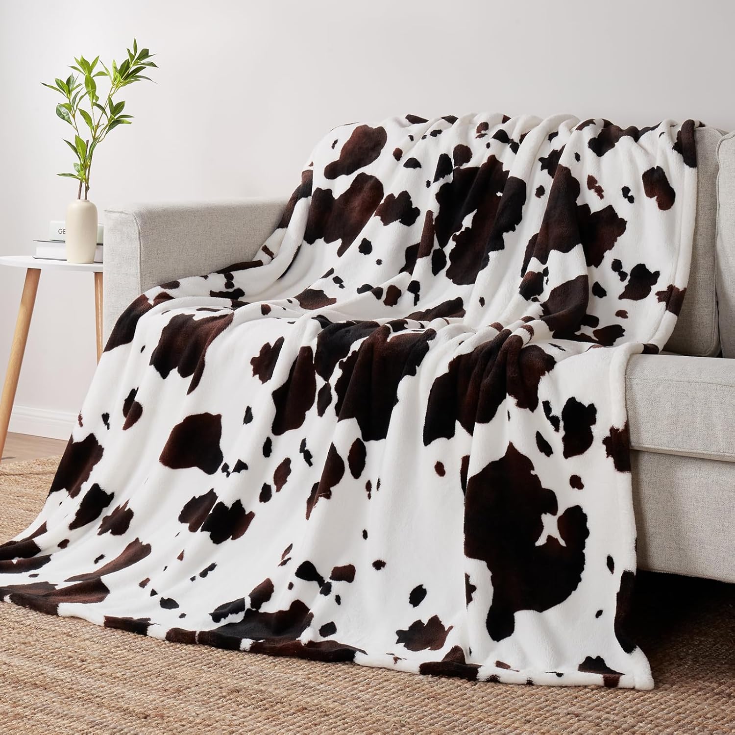 Beige Throw Pillow — 50" — Black Brown