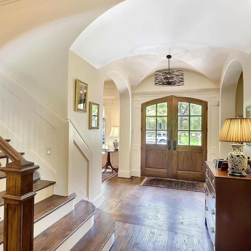 Round Farmhouse Black Chandelier — 6-Light - View 4