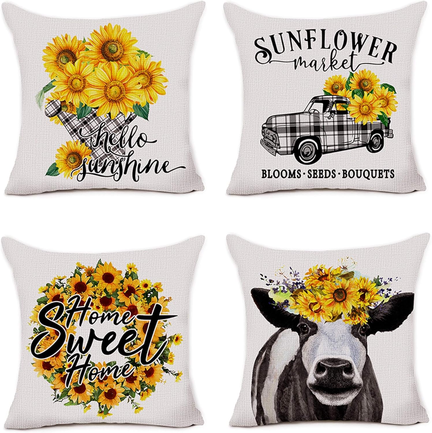 Vintage Boho Beige Throw Pillow Cover — 18" — 2- Sunflower Farmhouse