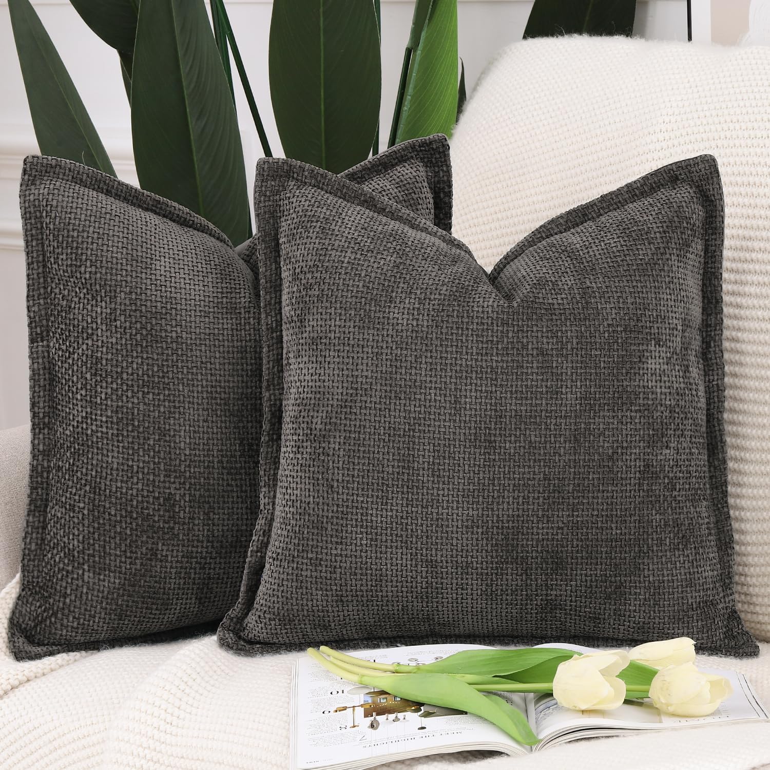 Velvet Boho Beige Throw Pillow Cover — 18" — Dark Taupe
