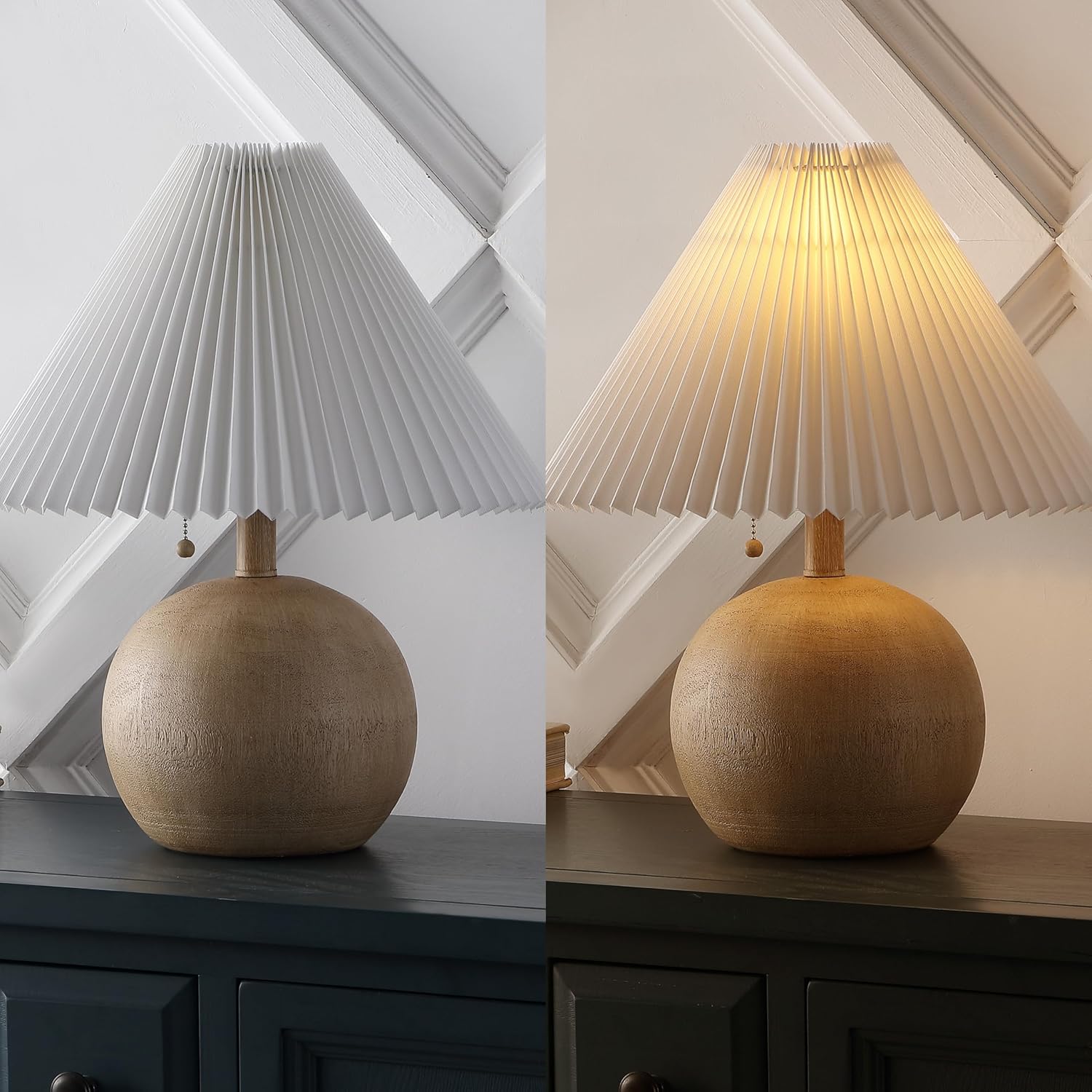 Linen Mid-Century Beige Table Lamp — 17.25" - View 5