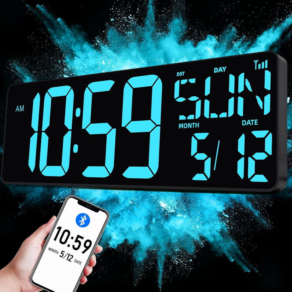 Color Changing Blue Wall Clock — Bluetooth&remote-ice Blue-17.2in
