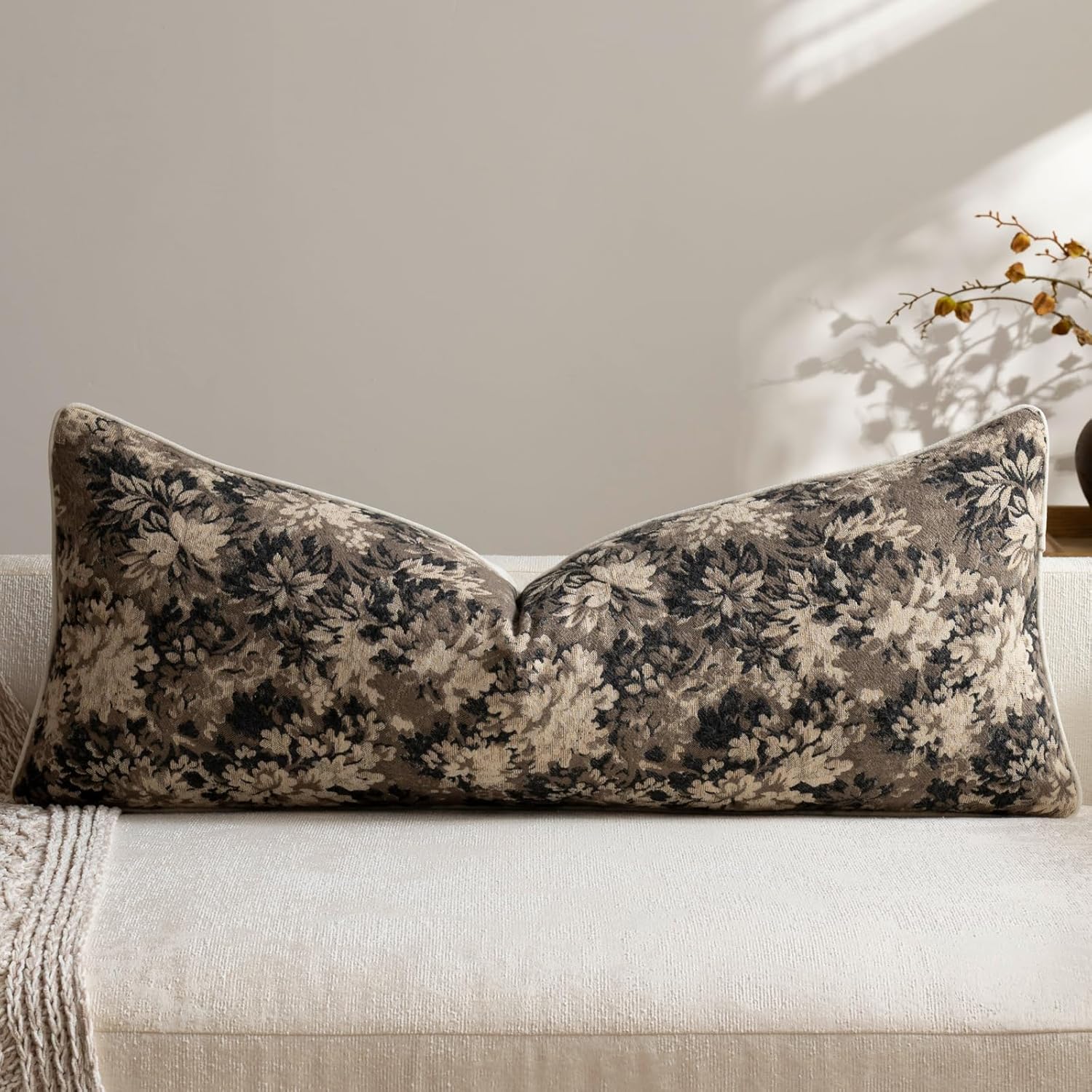 Chenille Boho Beige Pillow Cover — 20" — Taupe
