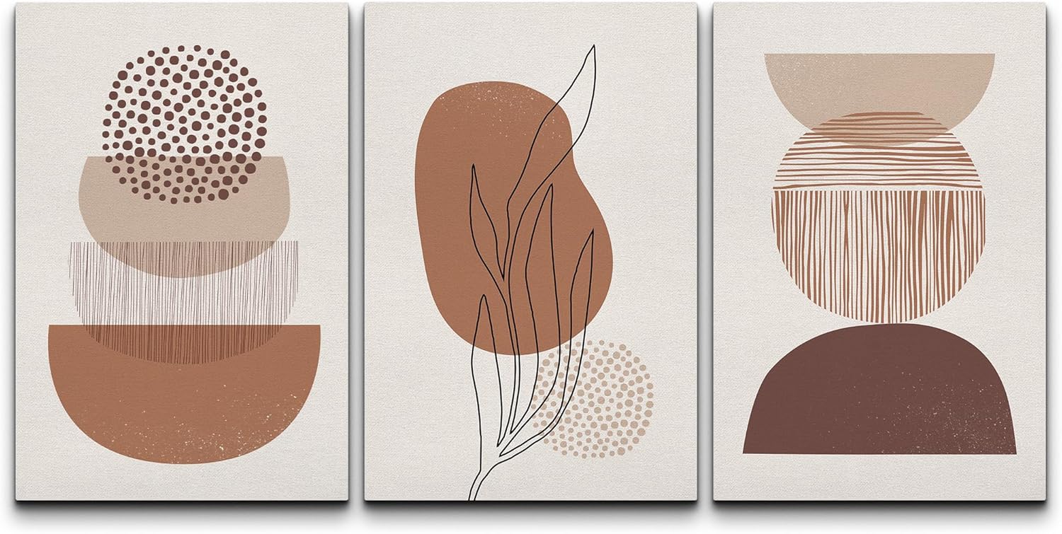 Mid-Century Framed Wall Art — 24" — 24" X 16" X 3 Panels