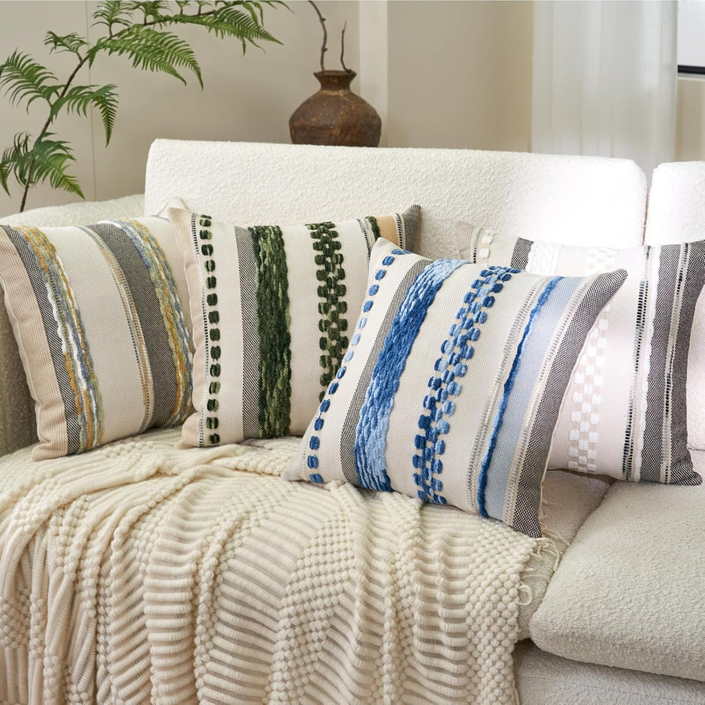 Tufted Boho Black Throw Pillow Cover — 18" - View 4
