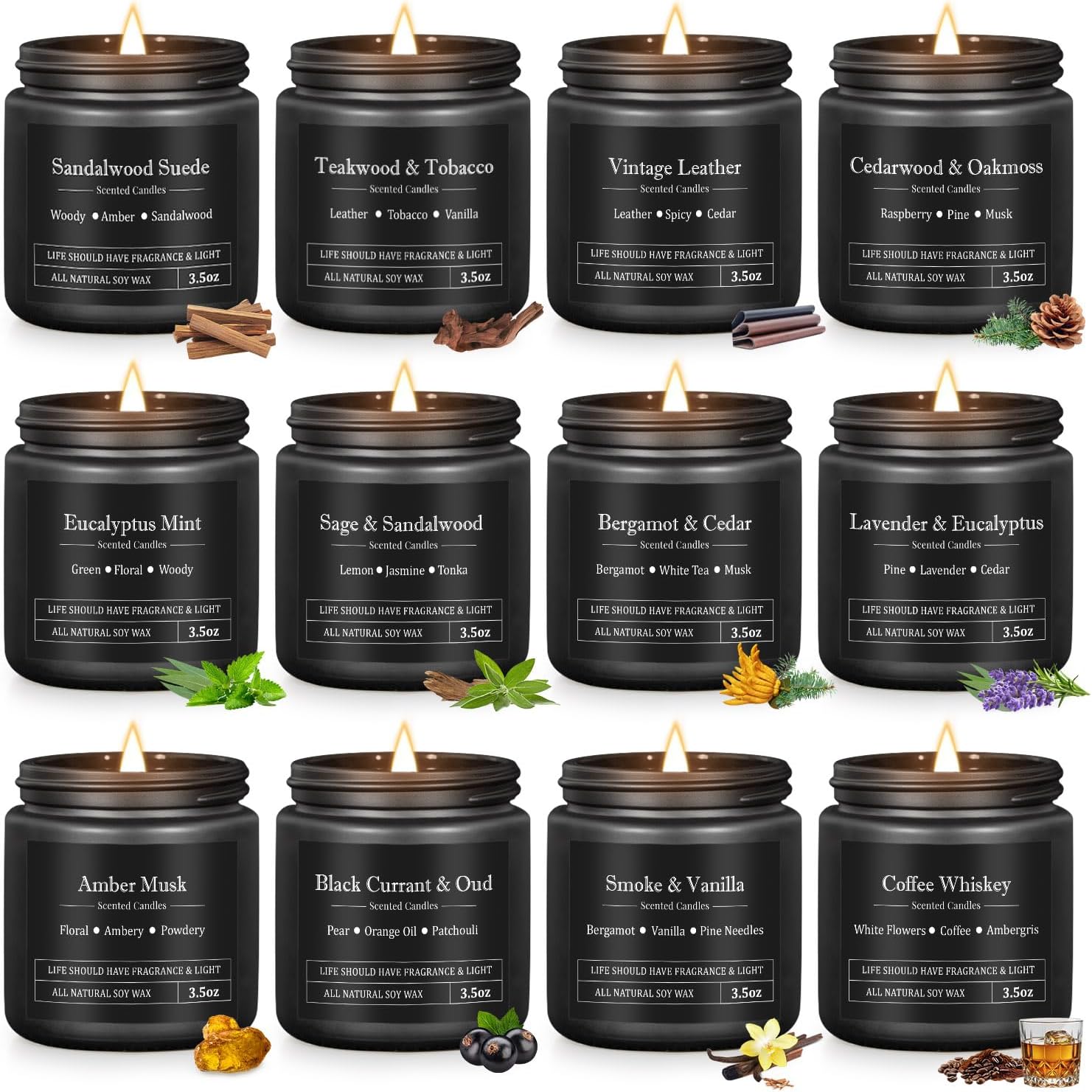 Soy Wax Black Scented Candle — 12x8 - View 8