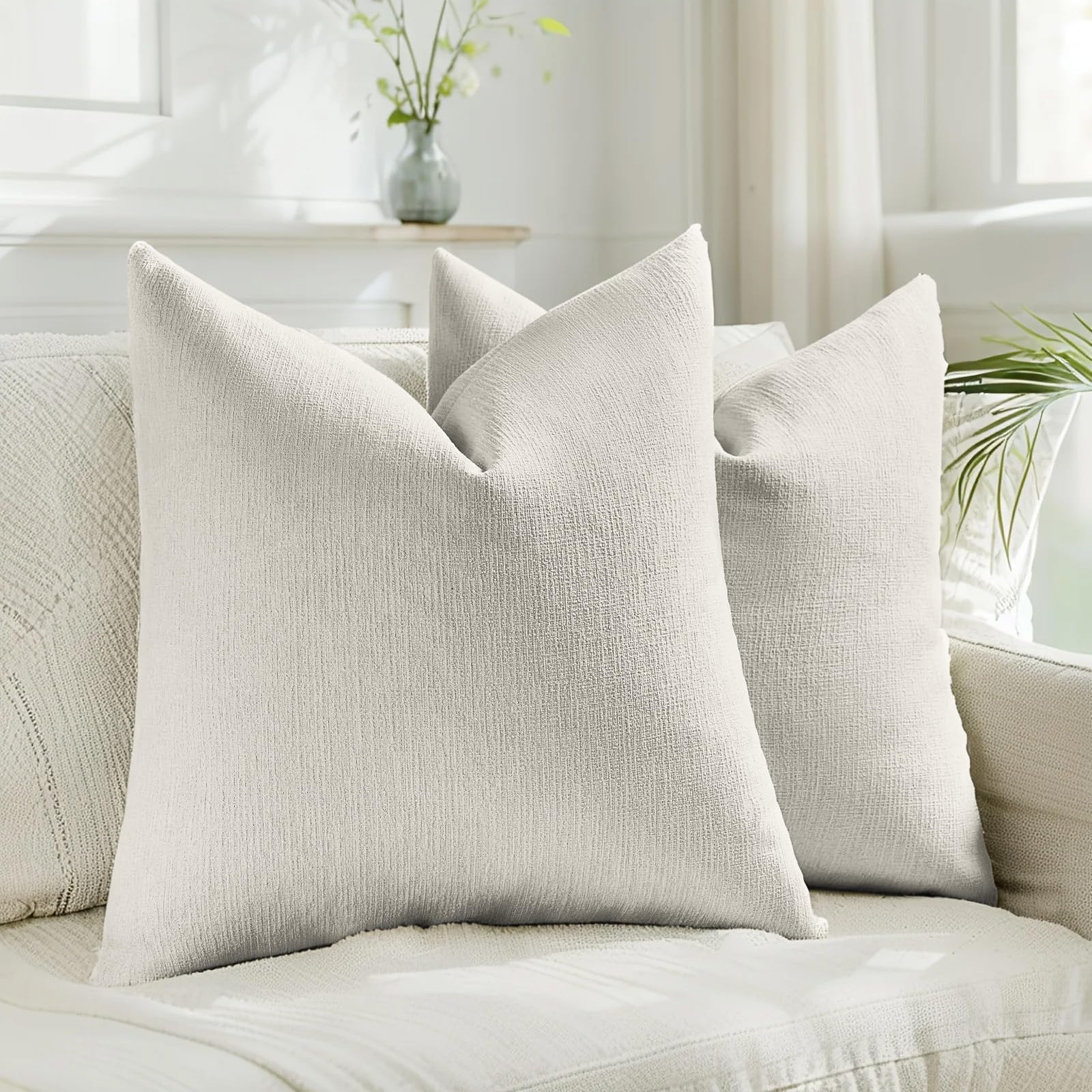 Linen Boho Beige Pillow Cover — 18"