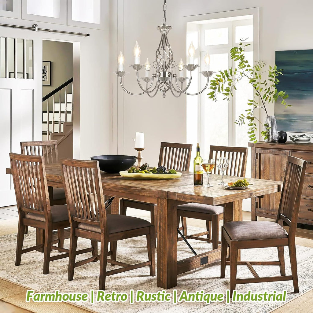Farmhouse Black Chandelier — 6-Light - View 2