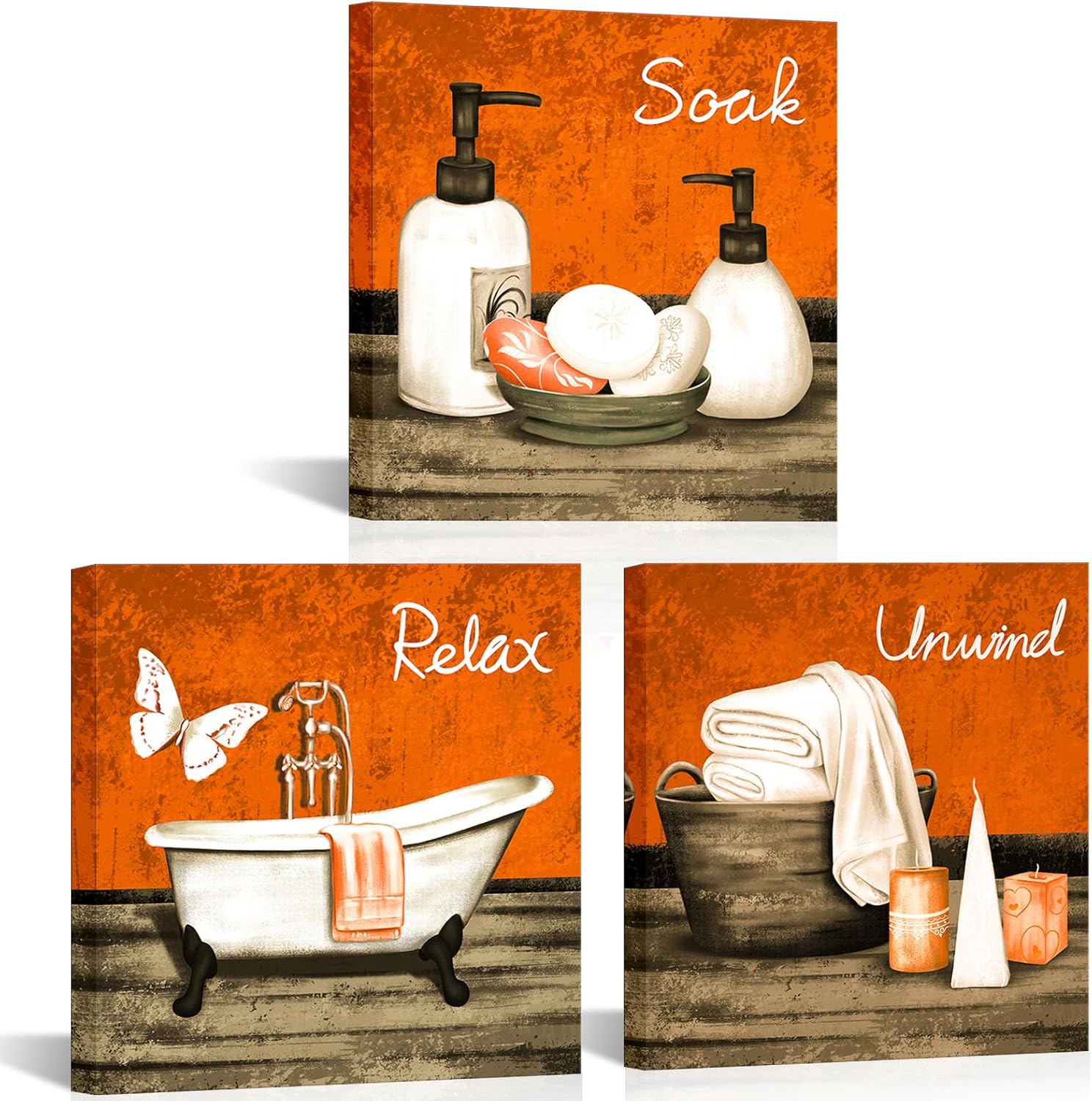 Framed Beige Wall Art — Orange
