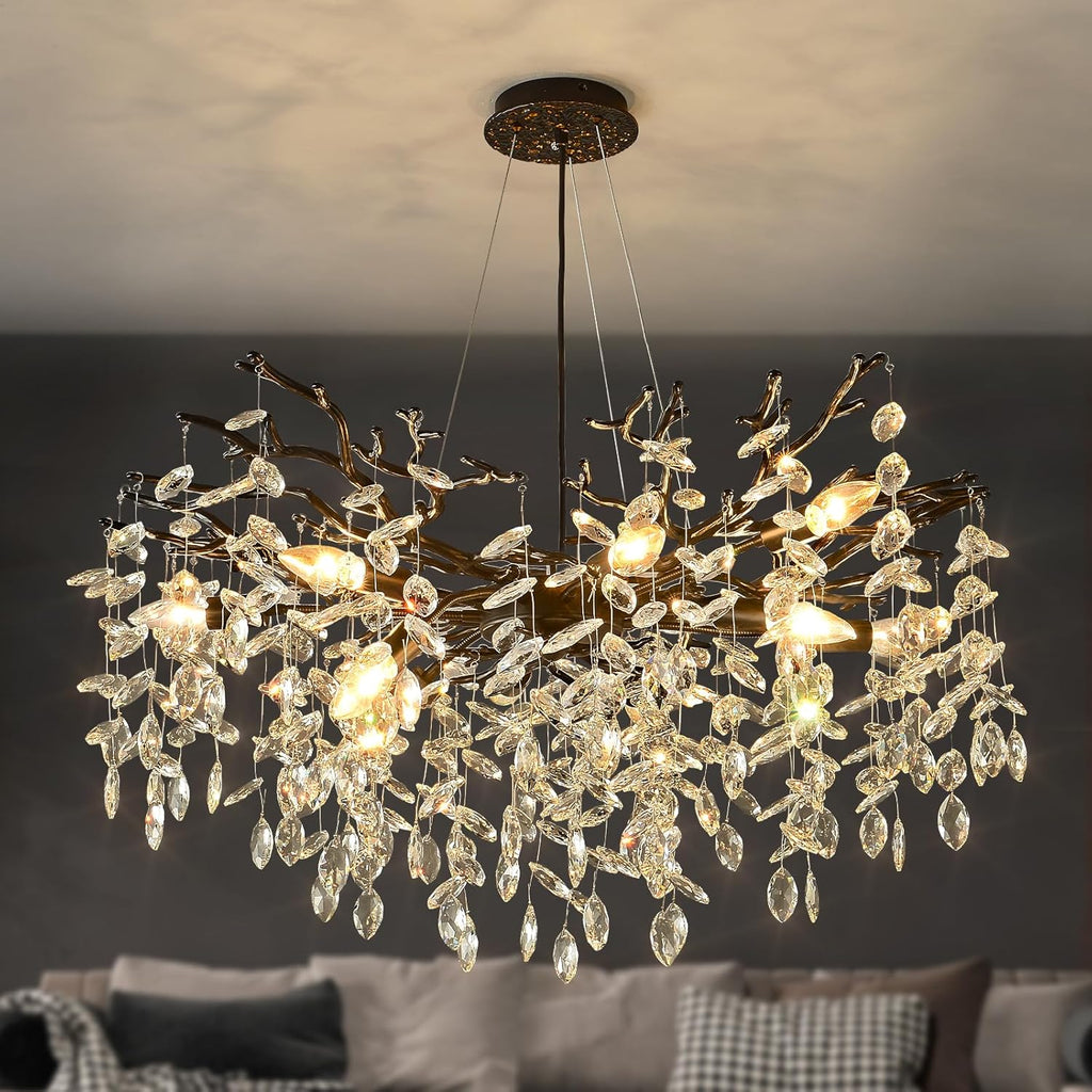 Round Luxe Black Chandelier — 10-Light — Black