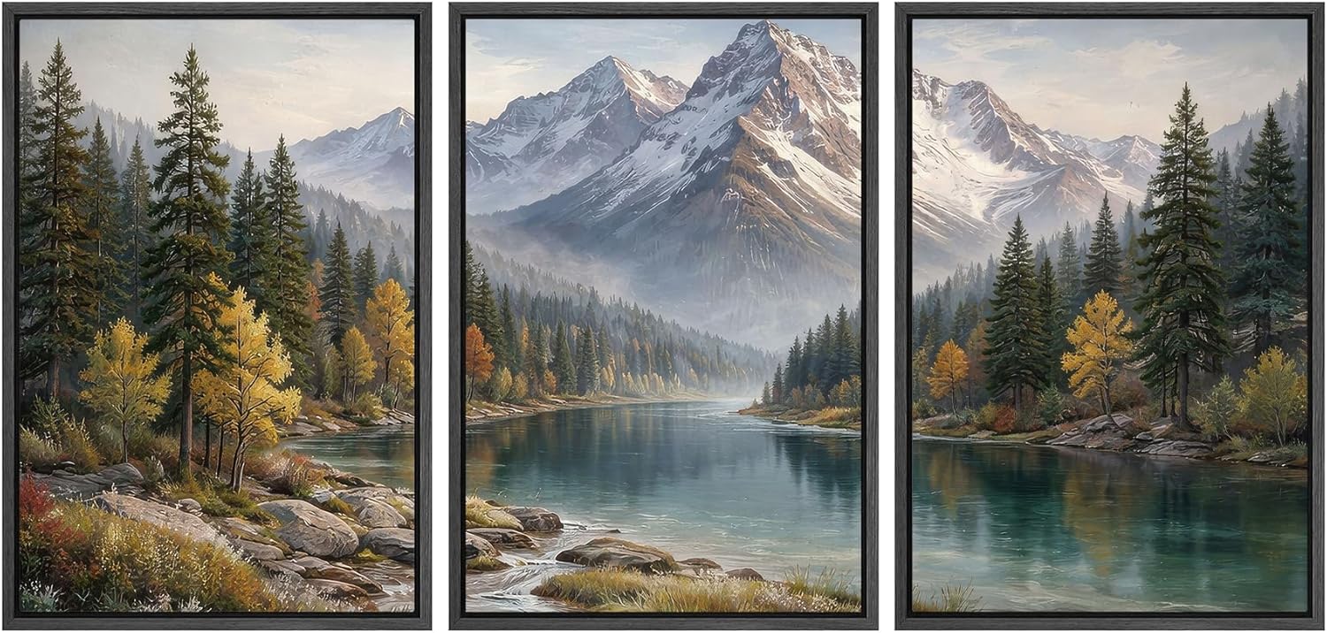 Framed Modern Fabric Wall Art — 24" — 24"x36"x3 Panels Black