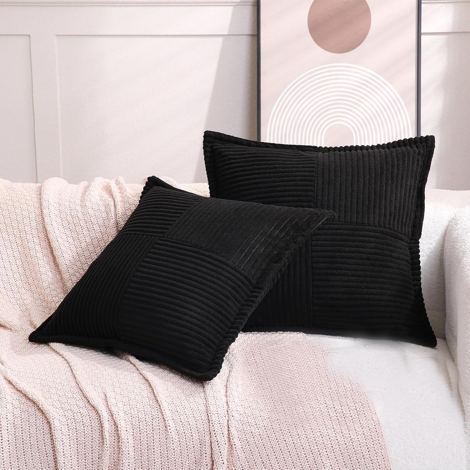 Boho Beige Throw Pillow Cover — 18" — 20" x 12" (Pack of 2)
