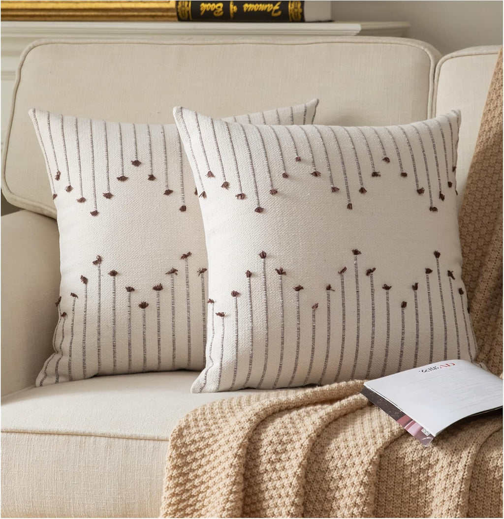 Boho Beige Throw Pillow Cover — 20" — Coffee Beige