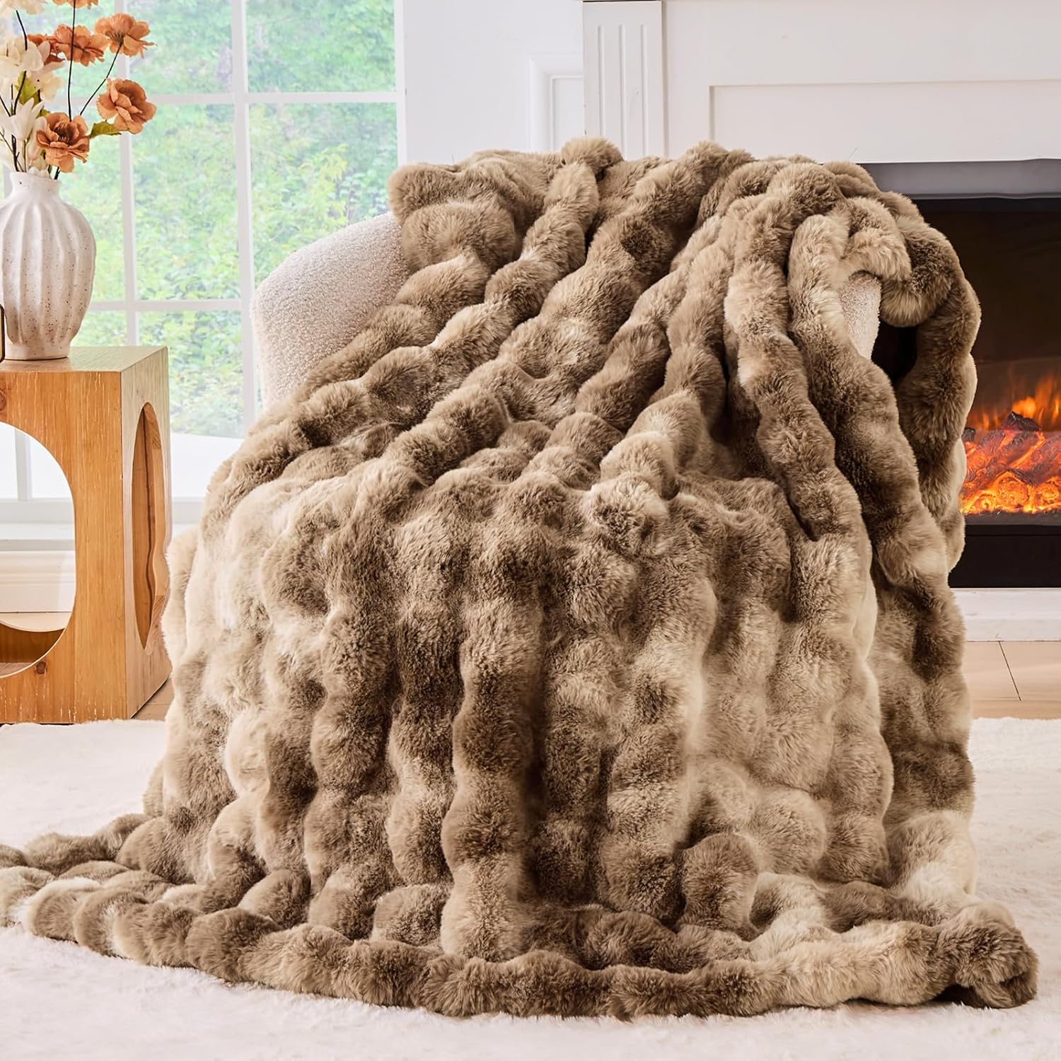 Beige Throw Pillow — 51" — Throw(51" x 63")