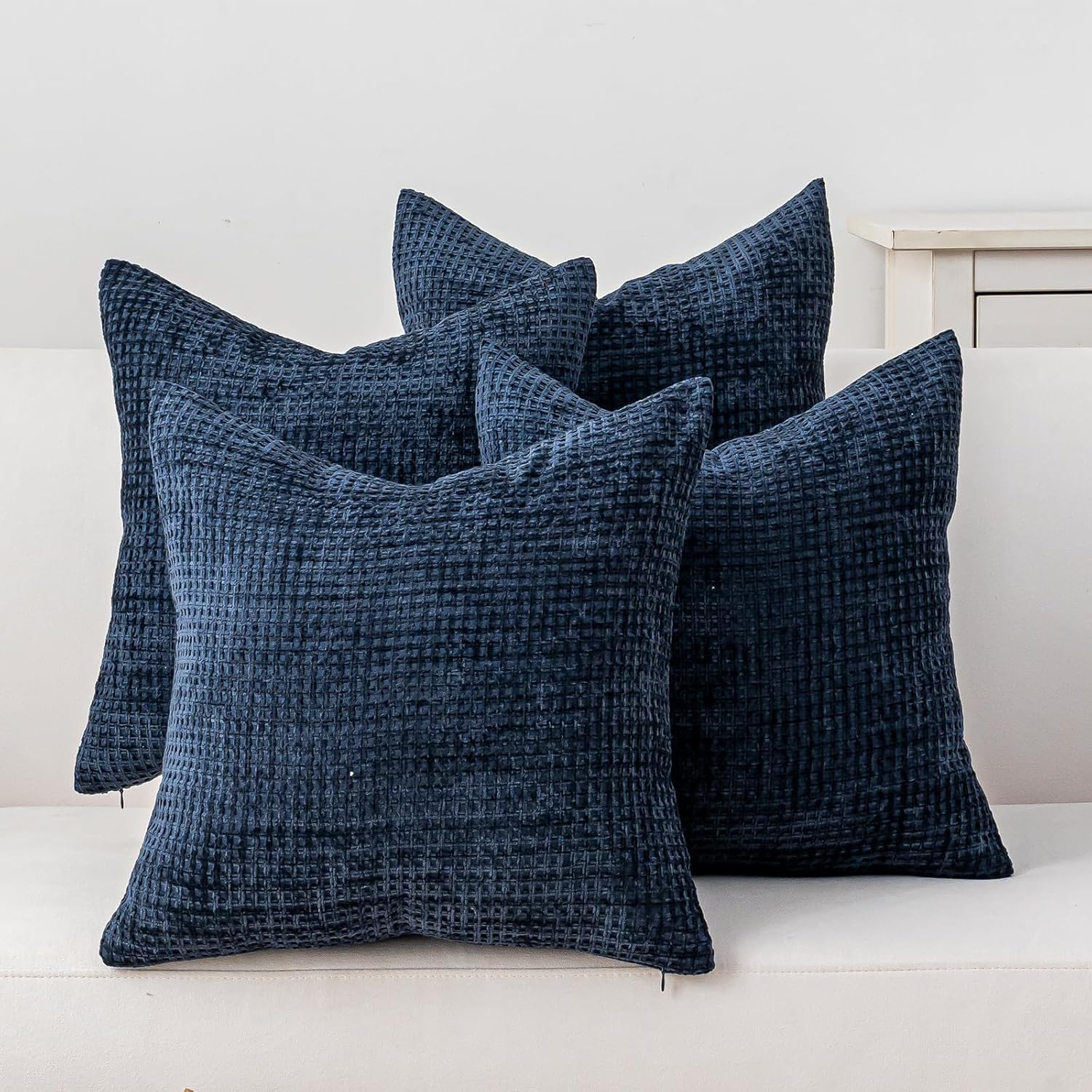 Boho Beige Throw Pillow Cover — 18" — Navy Blue