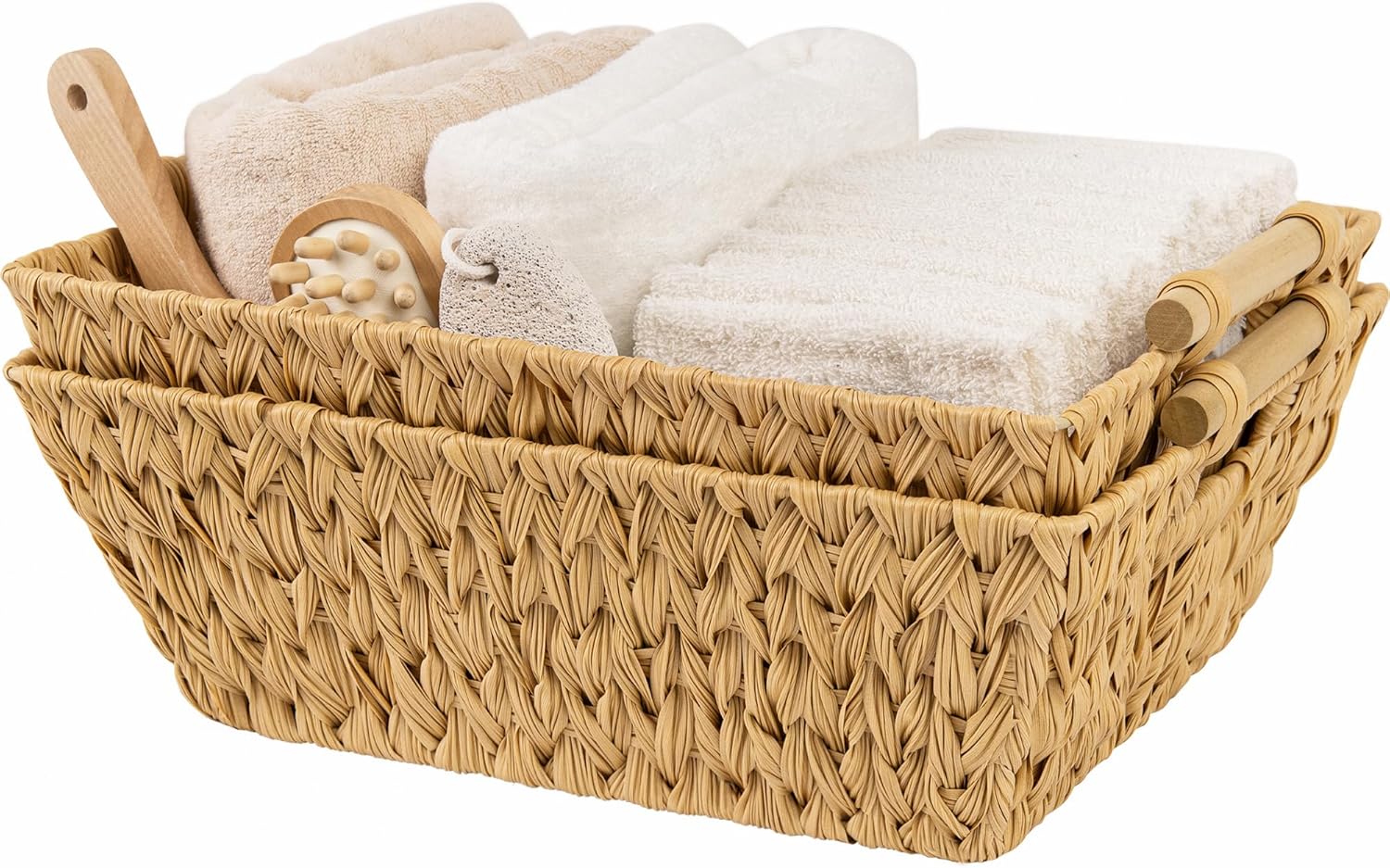 Boho Brown Woven Basket — 17" — 17"L x 13"W x 5¾"H