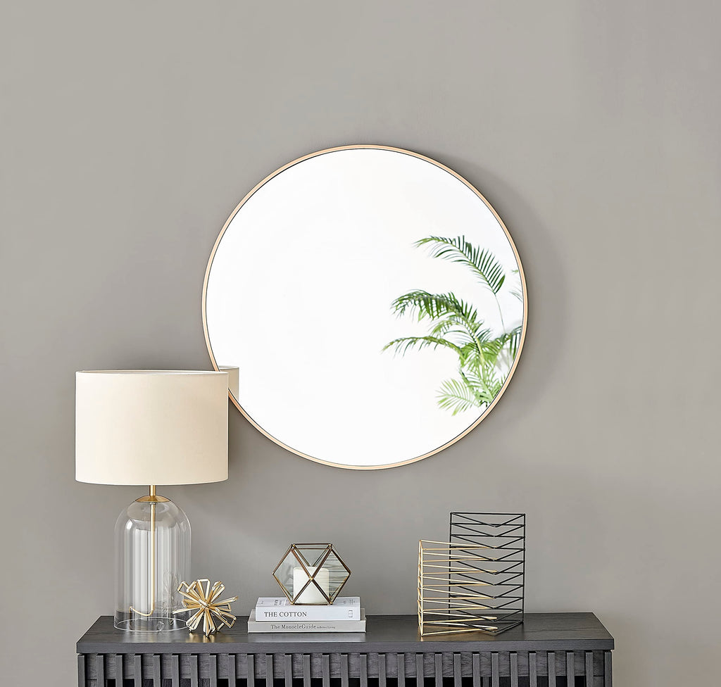 Round Luxe Black Wall Mirror — 39.4"