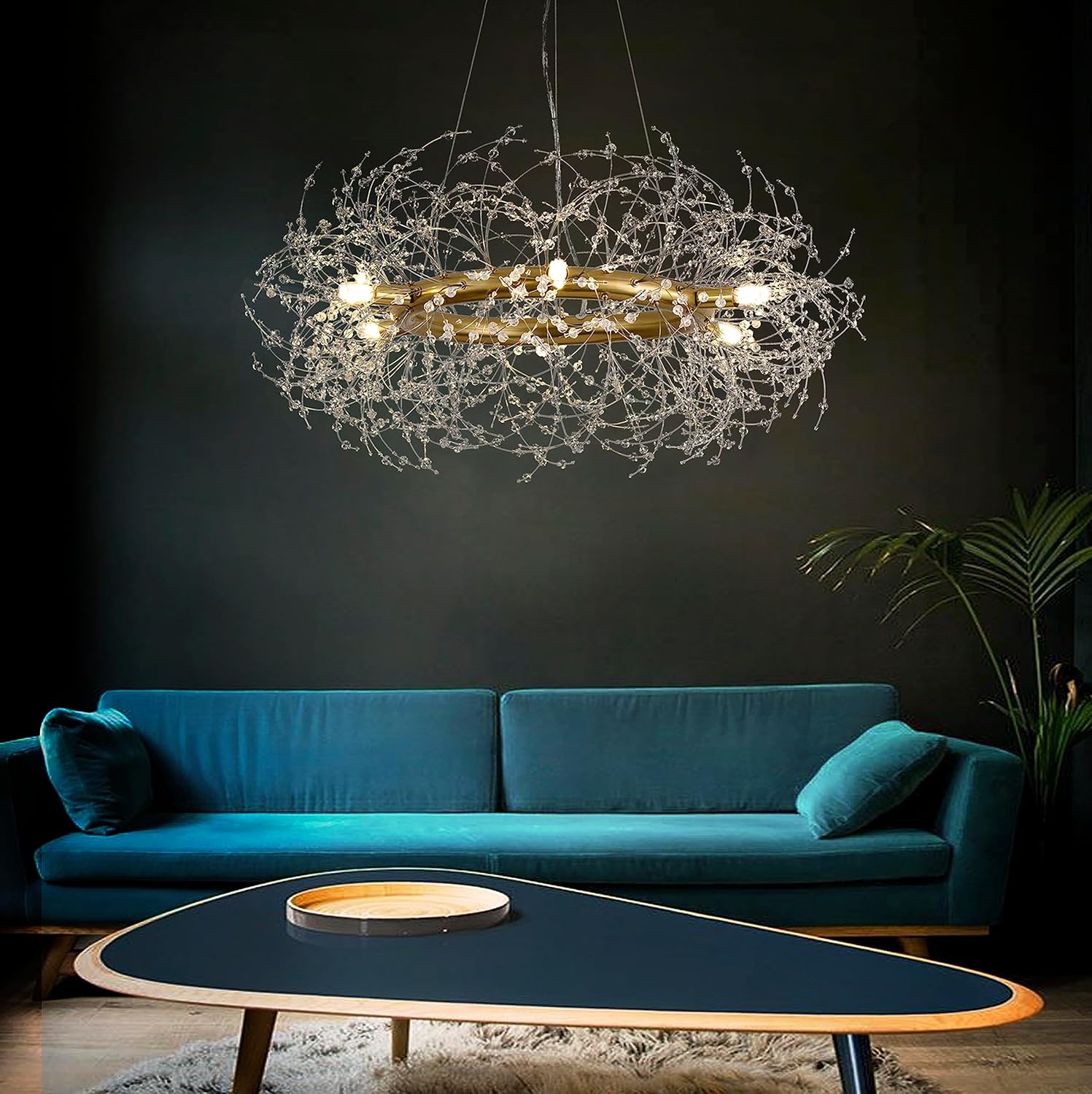 Round Luxe Gold Chandelier — 6-Light - View 5