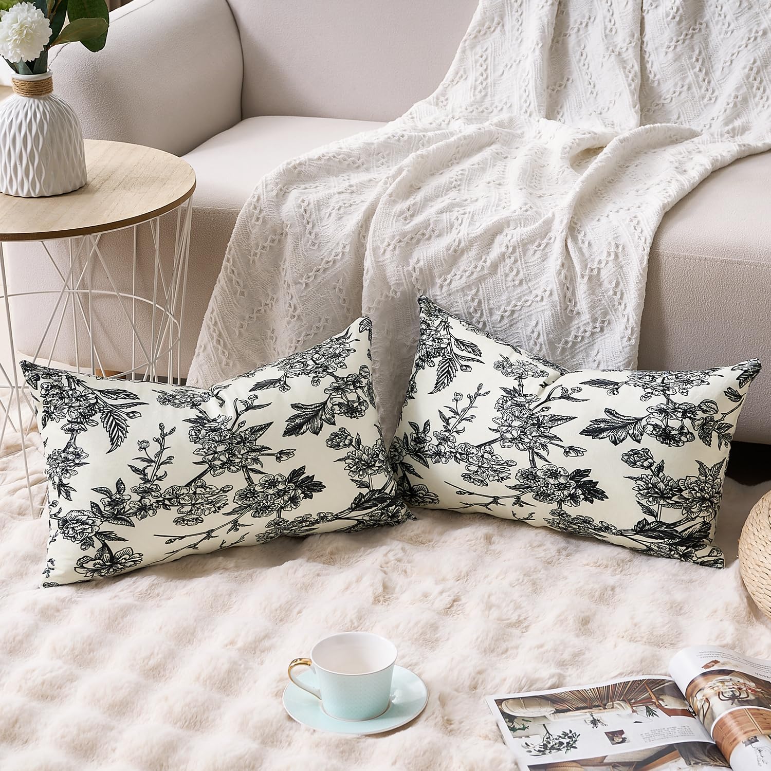 Velvet Boho Black Throw Pillow — 20" - View 7