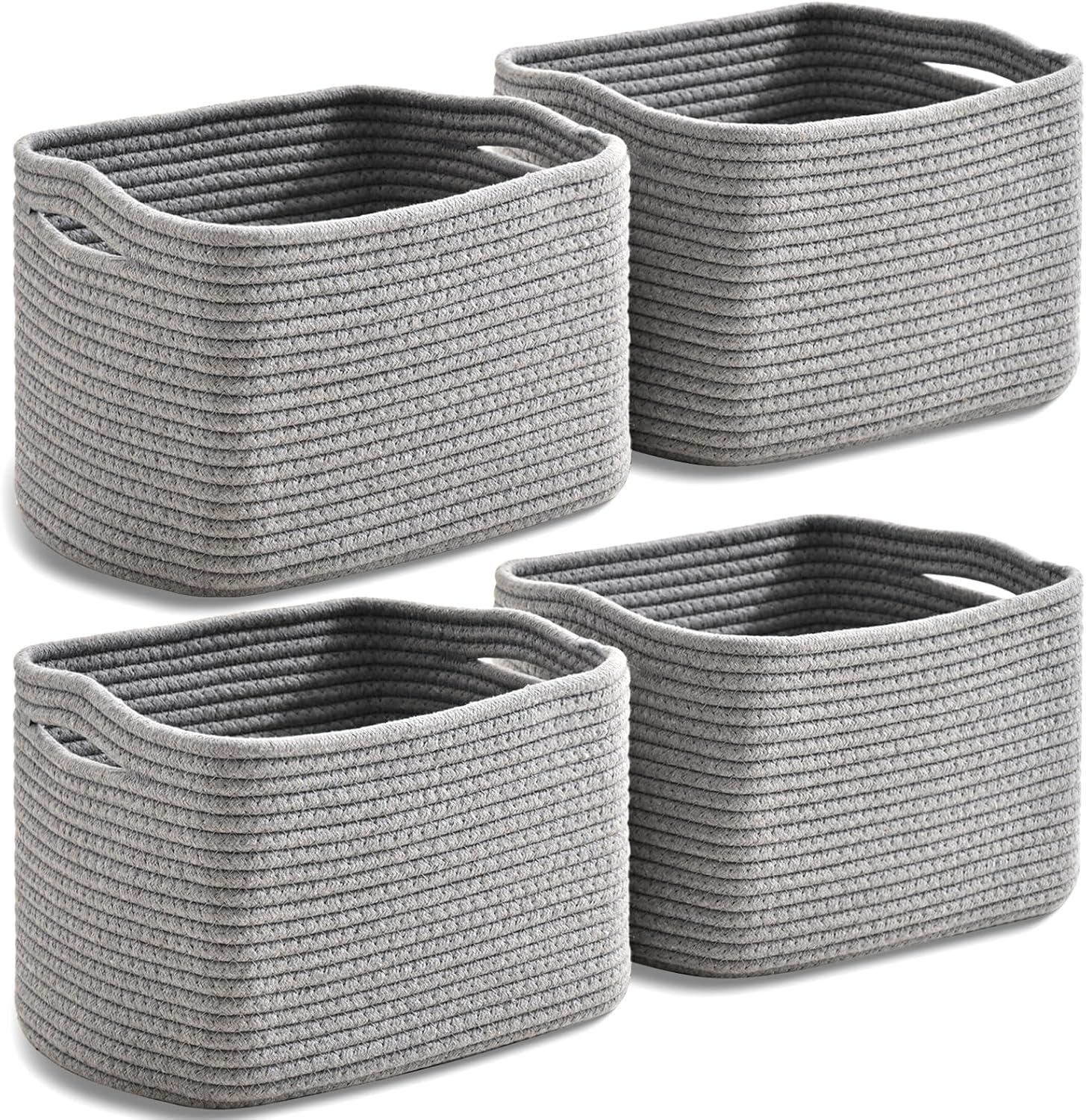 Rectangular Boho Black Storage Basket — 12.7" — Grey