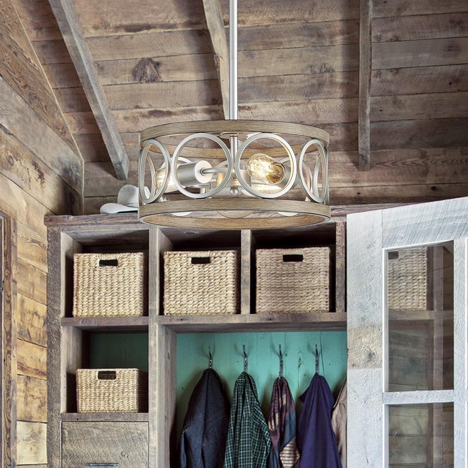 Adjustable Farmhouse Black Chandelier — 3-Light - View 8