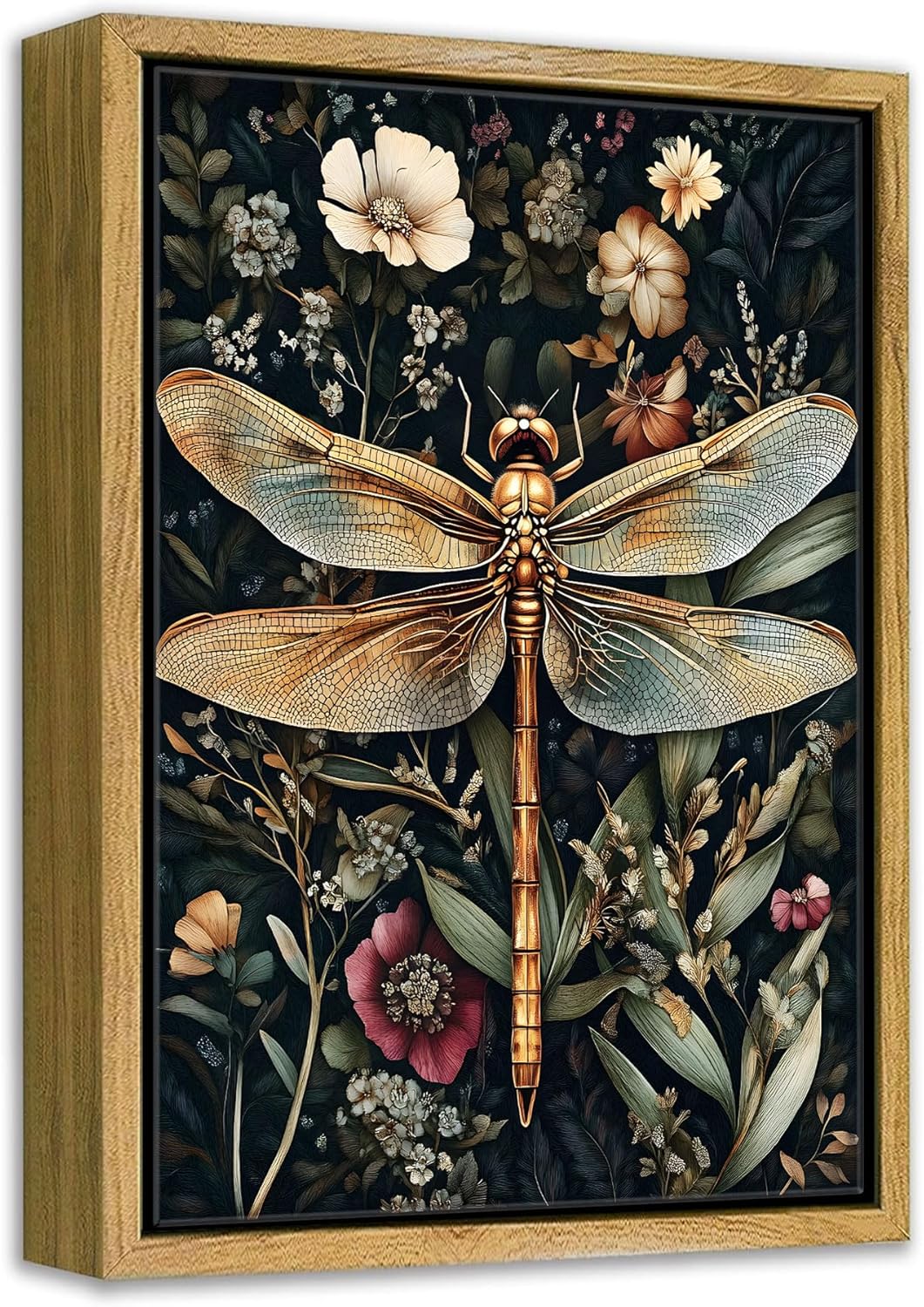 Framed Black Wall Decor — 10" — Dragonfly